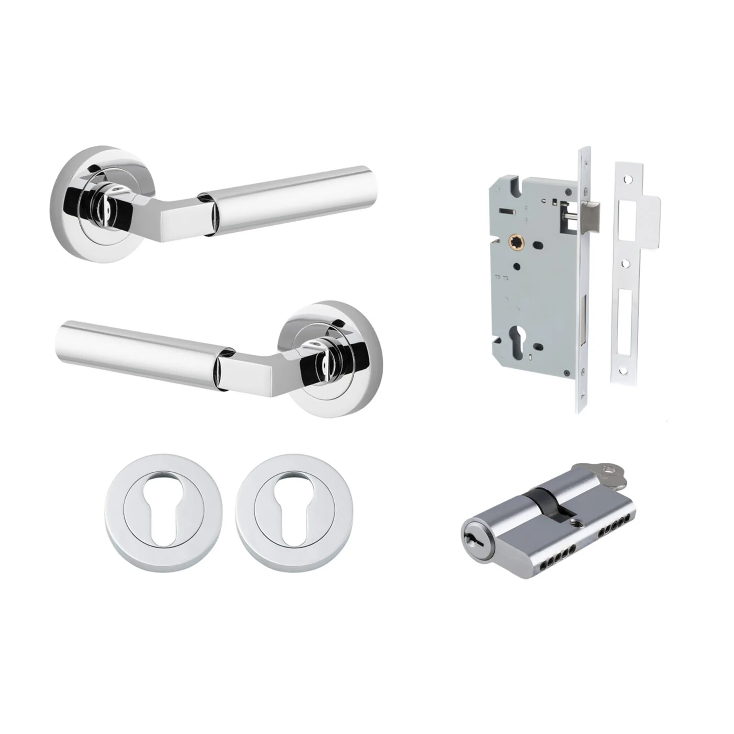 Iver Berlin Door Lever on Round Rose Entrance Kit Key/Key - Available in Various Finishes - Image 10