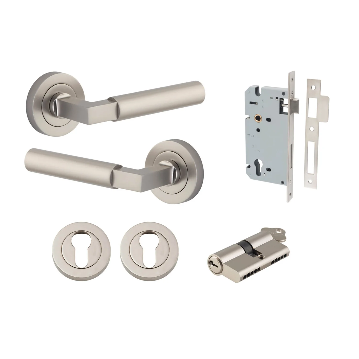 Iver Berlin Door Lever on Round Rose Entrance Kit Key/Key - Available in Various Finishes - Image 12