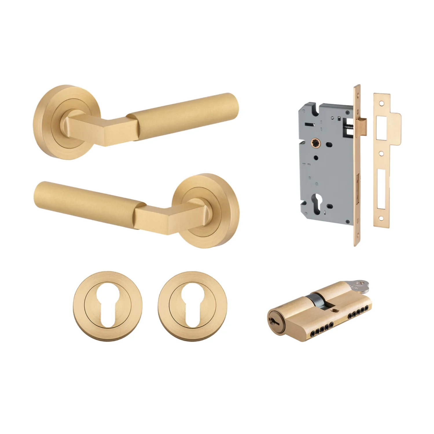Iver Berlin Door Lever on Round Rose Entrance Kit Key/Key - Available in Various Finishes - Image 13