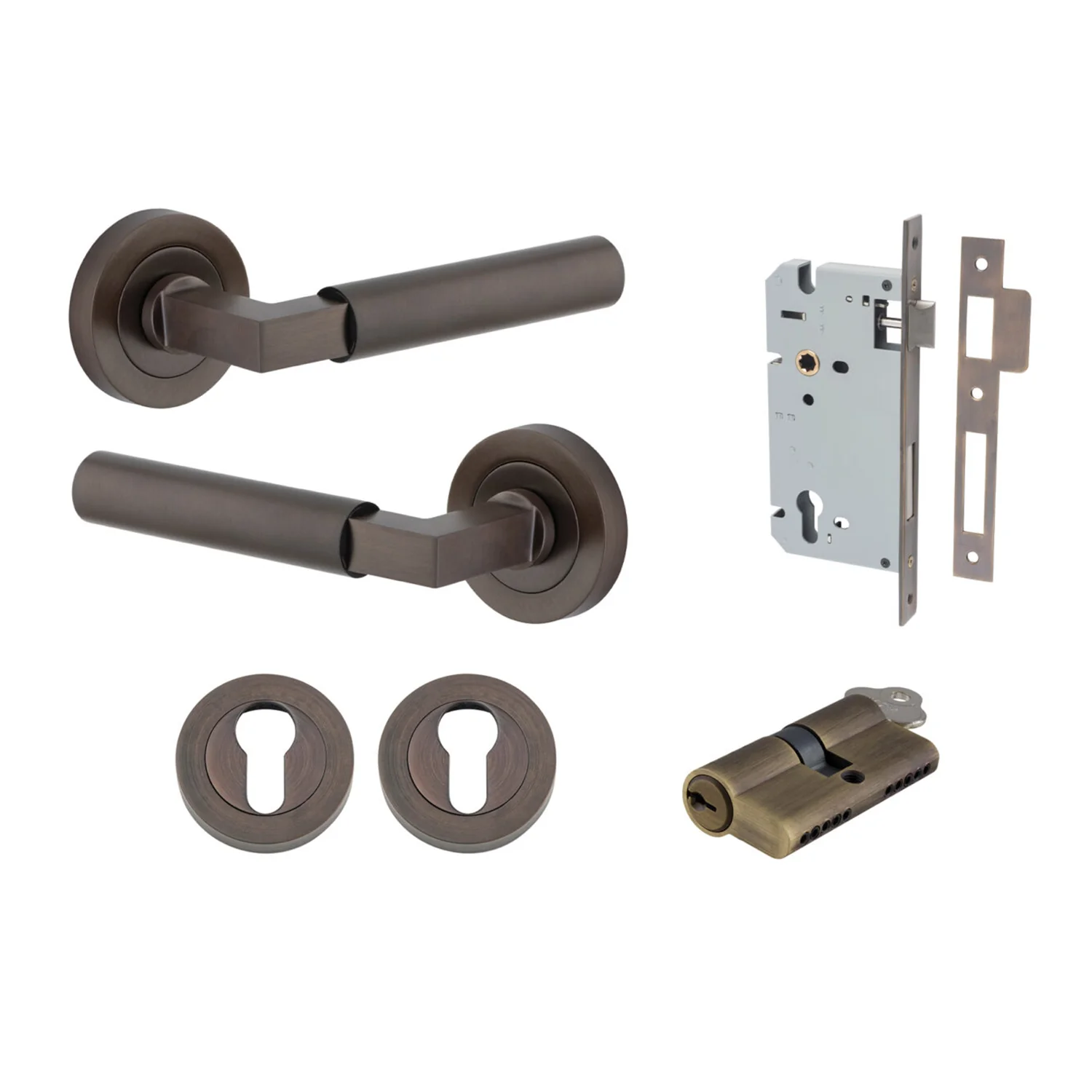 Iver Berlin Door Lever on Round Rose Entrance Kit Key/Key - Available in Various Finishes - Image 8