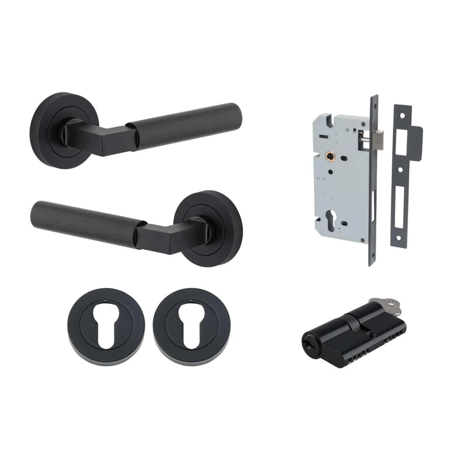 Iver Berlin Door Lever on Round Rose Entrance Kit Key/Key - Available in Various Finishes - Image 9