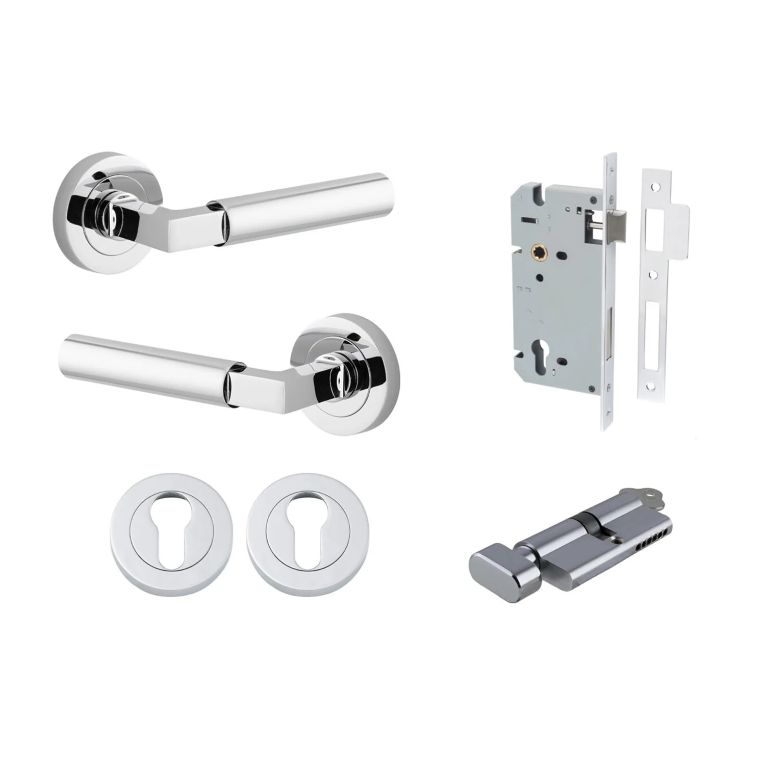 Iver Berlin Door Lever on Round Rose Entrance Kit Key/Thumb - Available in Various Finishes - Image 10