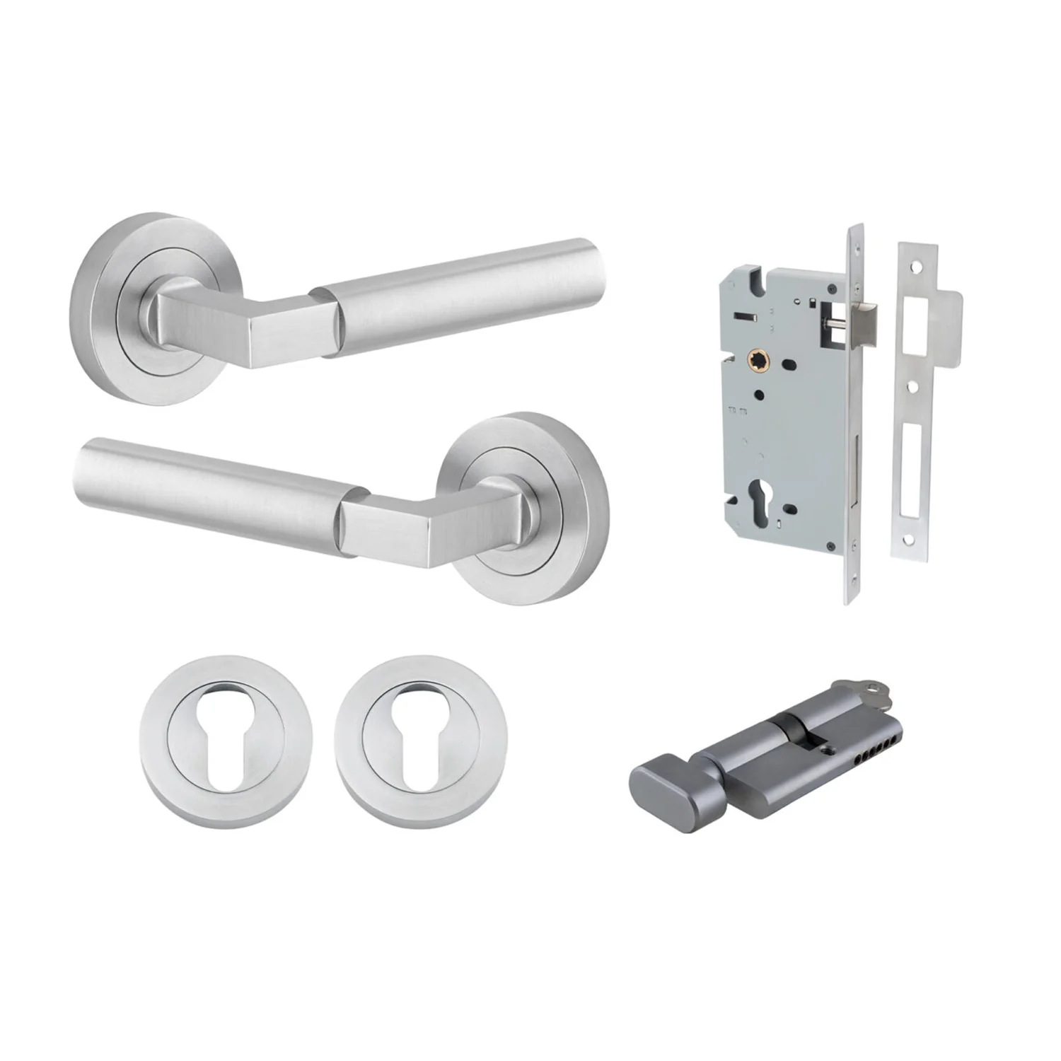 Iver Berlin Door Lever on Round Rose Entrance Kit Key/Thumb - Available in Various Finishes - Image 11
