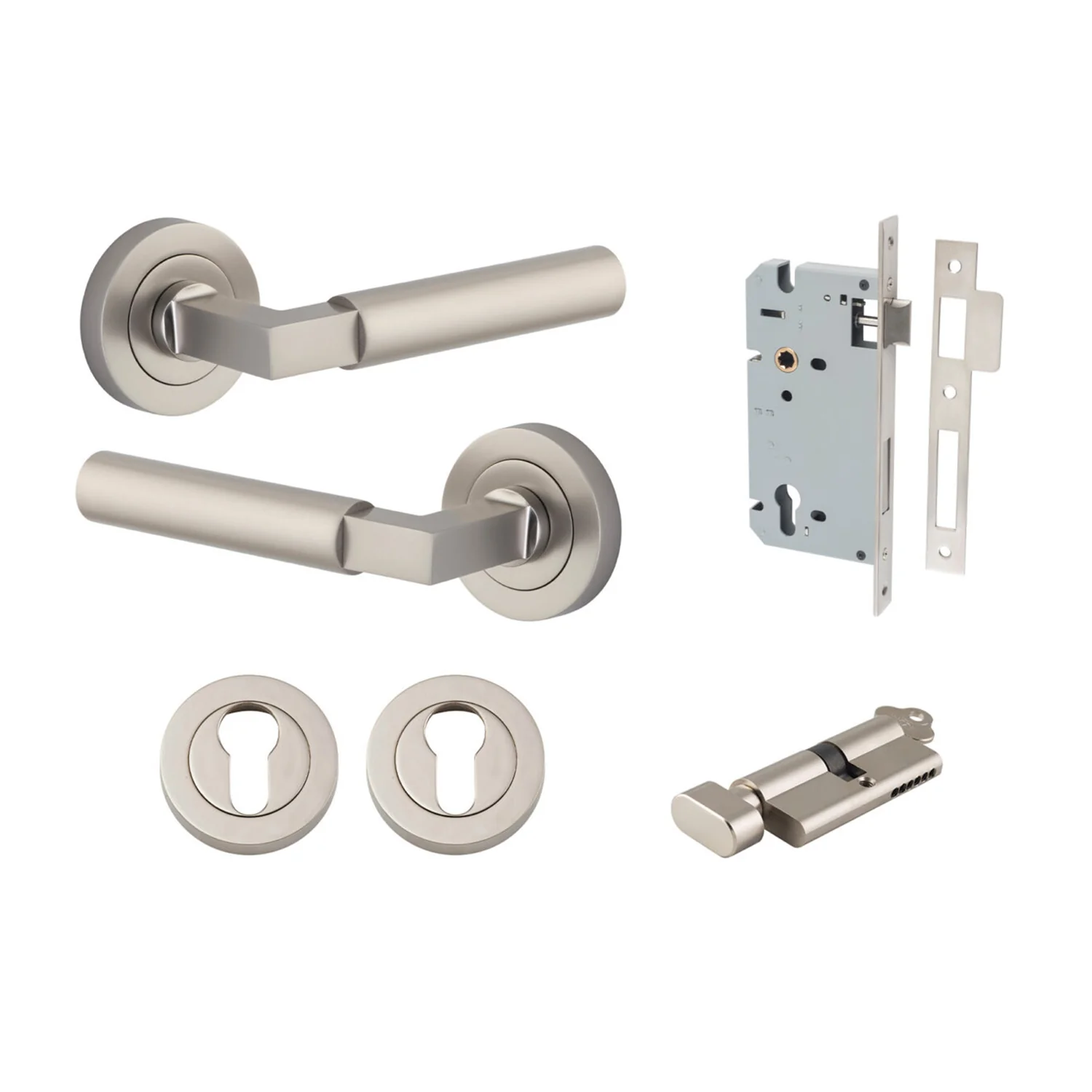 Iver Berlin Door Lever on Round Rose Entrance Kit Key/Thumb - Available in Various Finishes - Image 12
