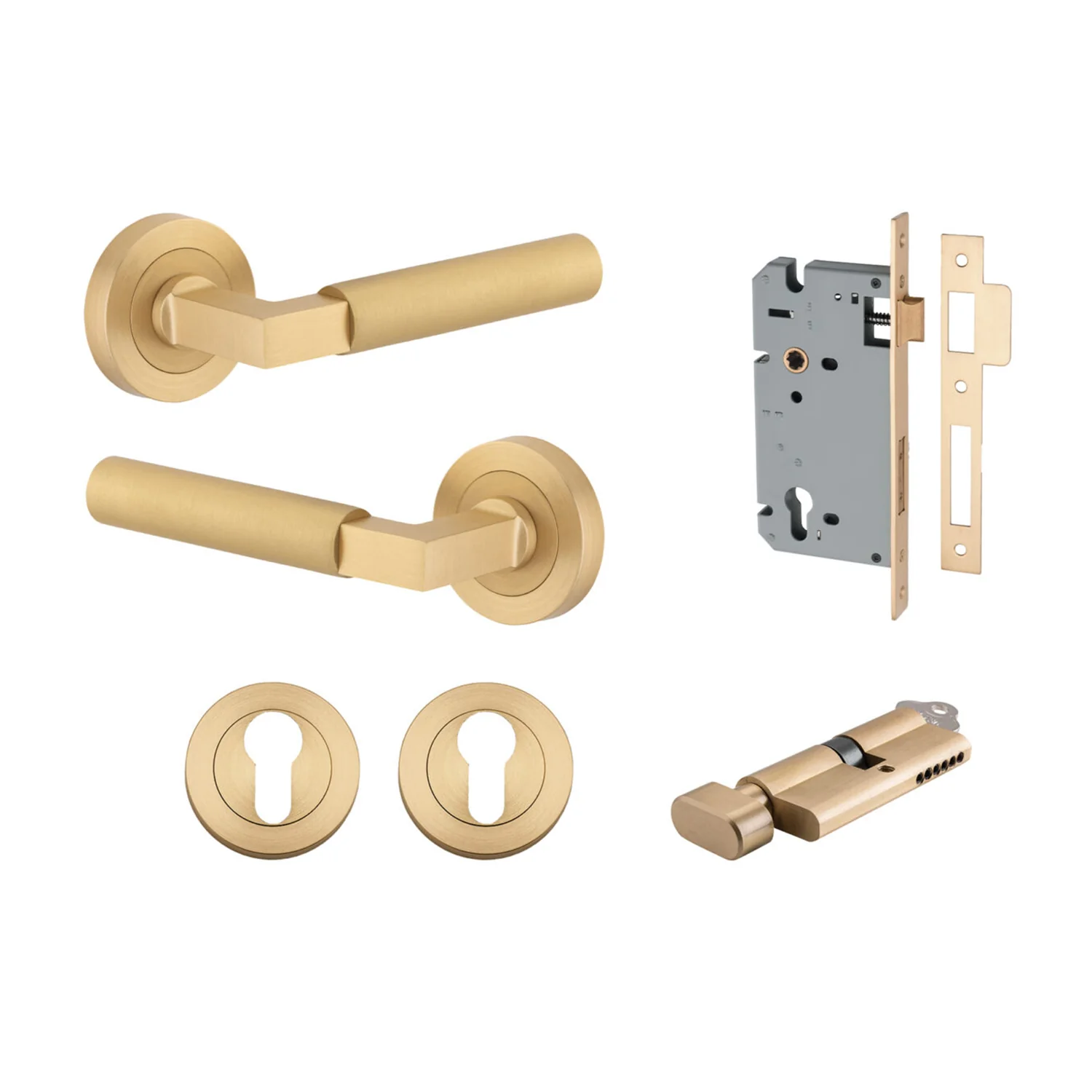 Iver Berlin Door Lever on Round Rose Entrance Kit Key/Thumb - Available in Various Finishes - Image 13