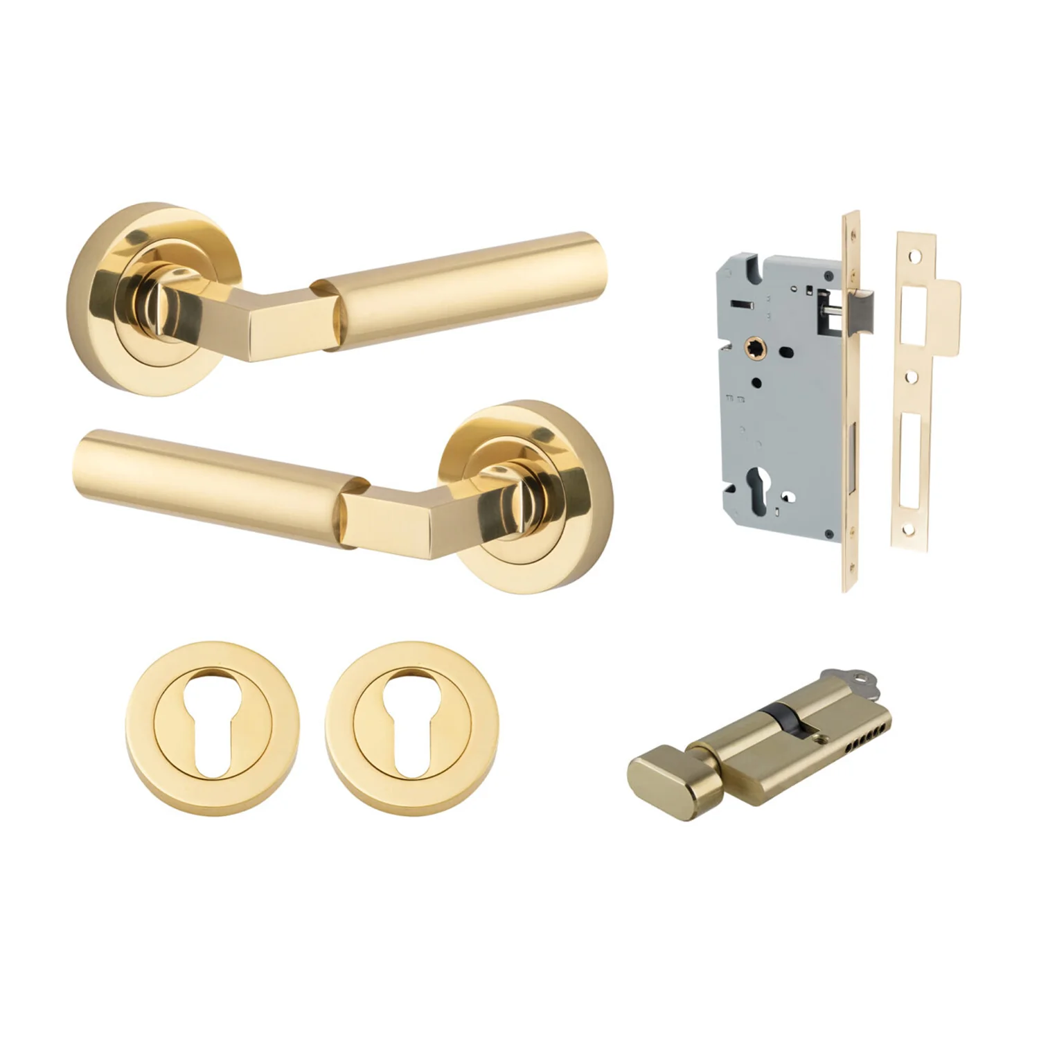 Iver Berlin Door Lever on Round Rose Entrance Kit Key/Thumb - Available in Various Finishes - Image 7