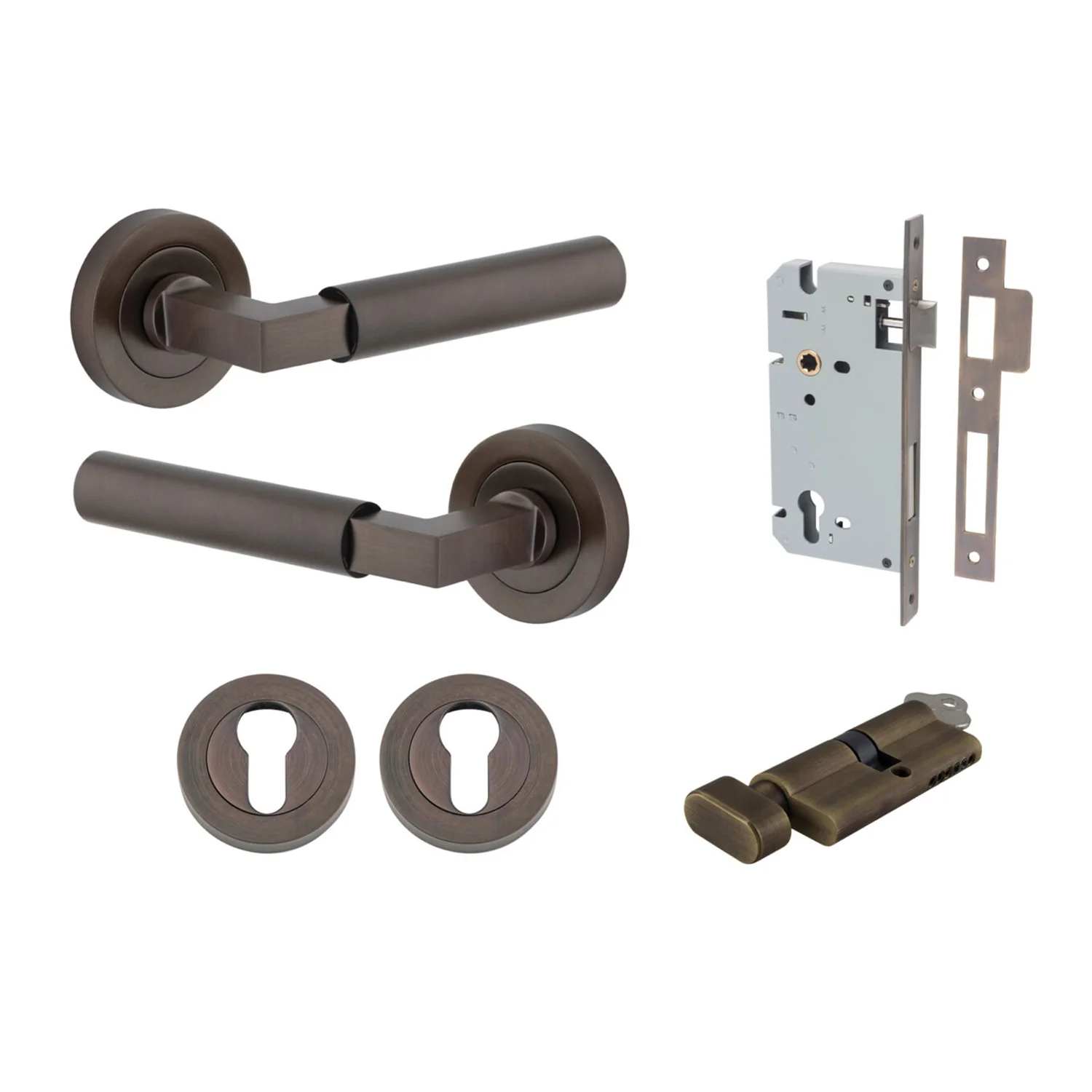 Iver Berlin Door Lever on Round Rose Entrance Kit Key/Thumb - Available in Various Finishes - Image 8