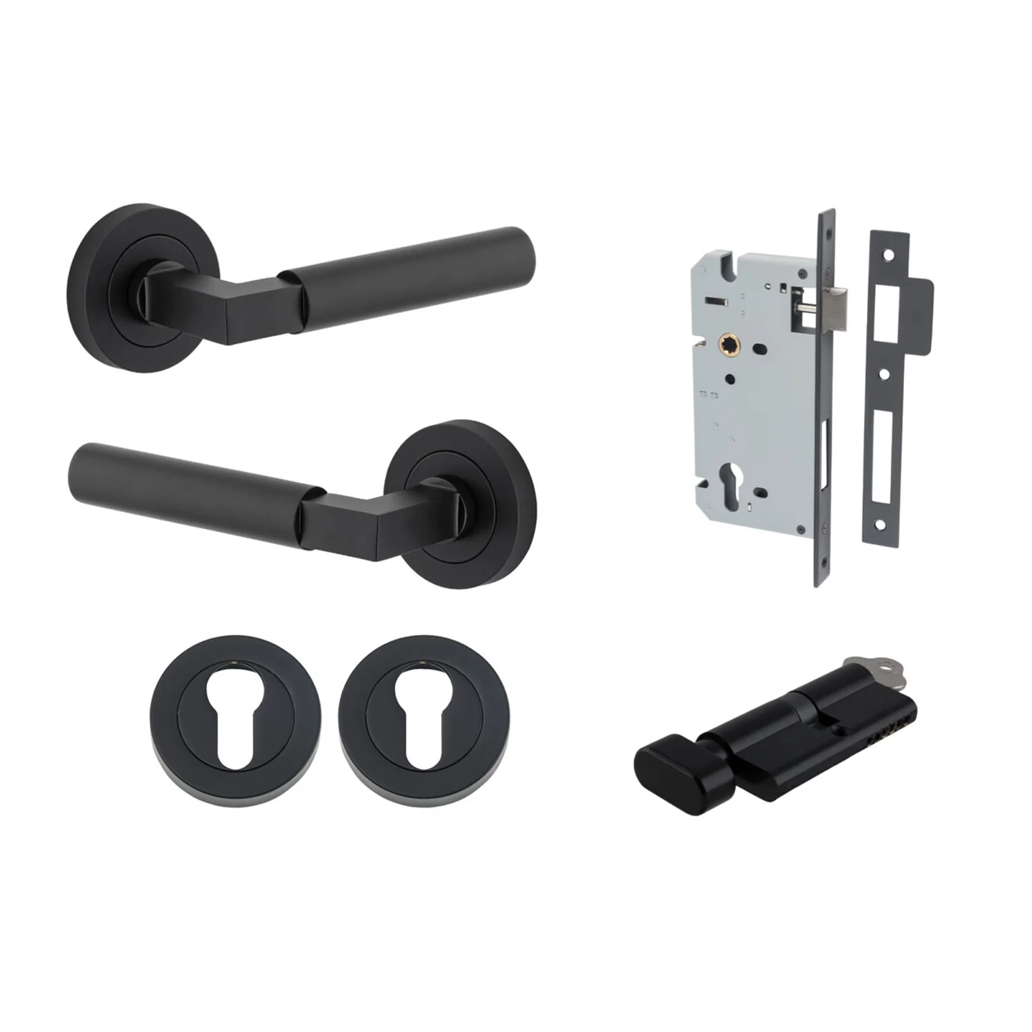 Iver Berlin Door Lever on Round Rose Entrance Kit Key/Thumb - Available in Various Finishes - Image 9