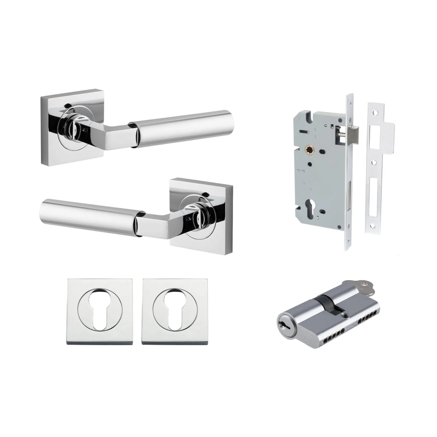Iver Berlin Door Lever on Square Rose Entrance Kit Key/Key - Available in Various Finishes - Image 10