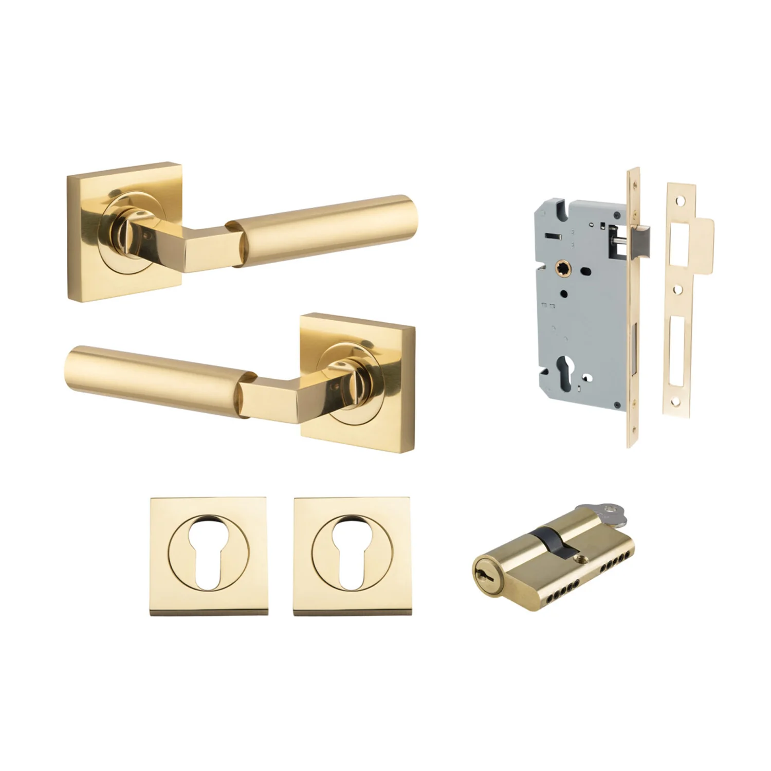 Iver Berlin Door Lever on Square Rose Entrance Kit Key/Key - Available in Various Finishes - Image 7