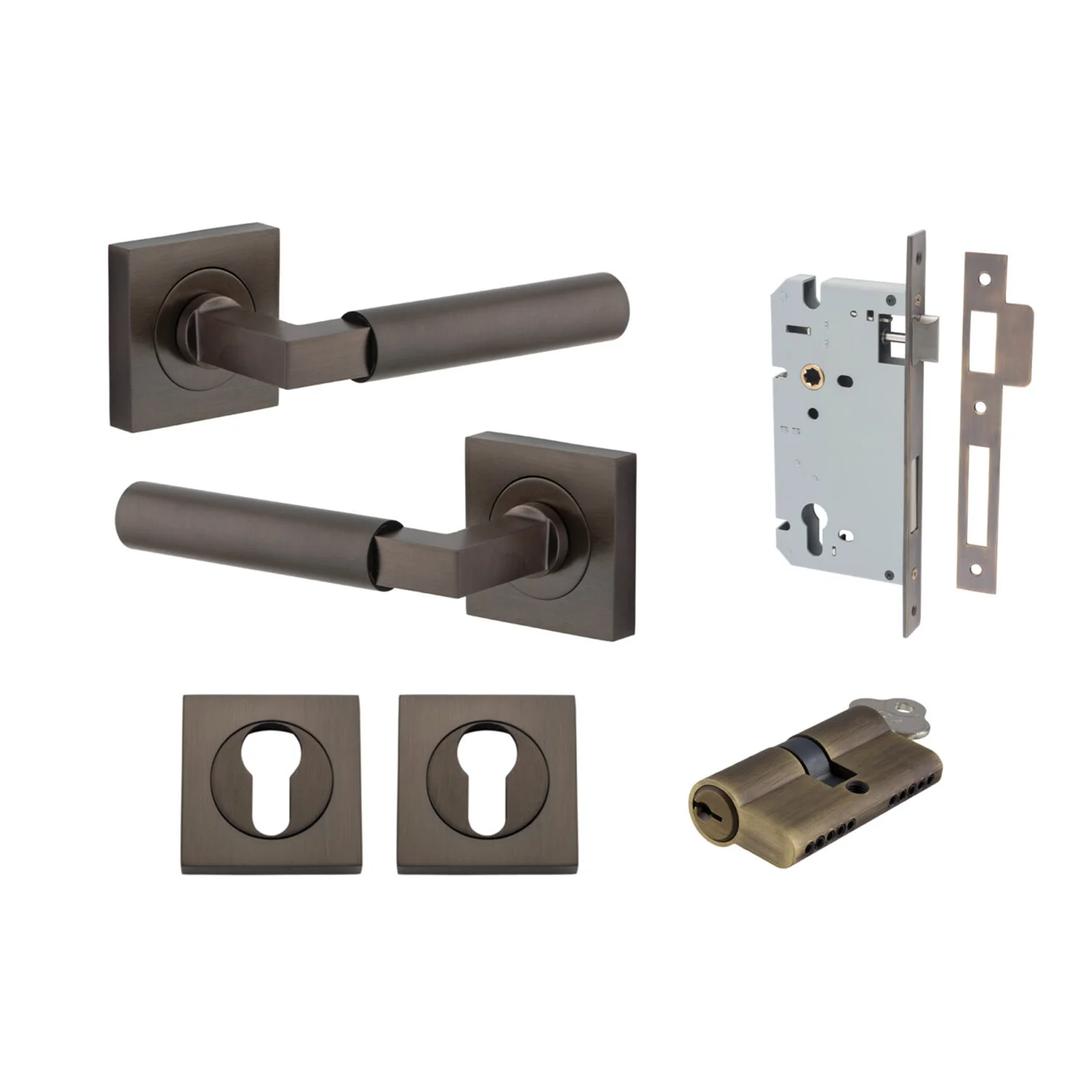 Iver Berlin Door Lever on Square Rose Entrance Kit Key/Key - Available in Various Finishes - Image 8