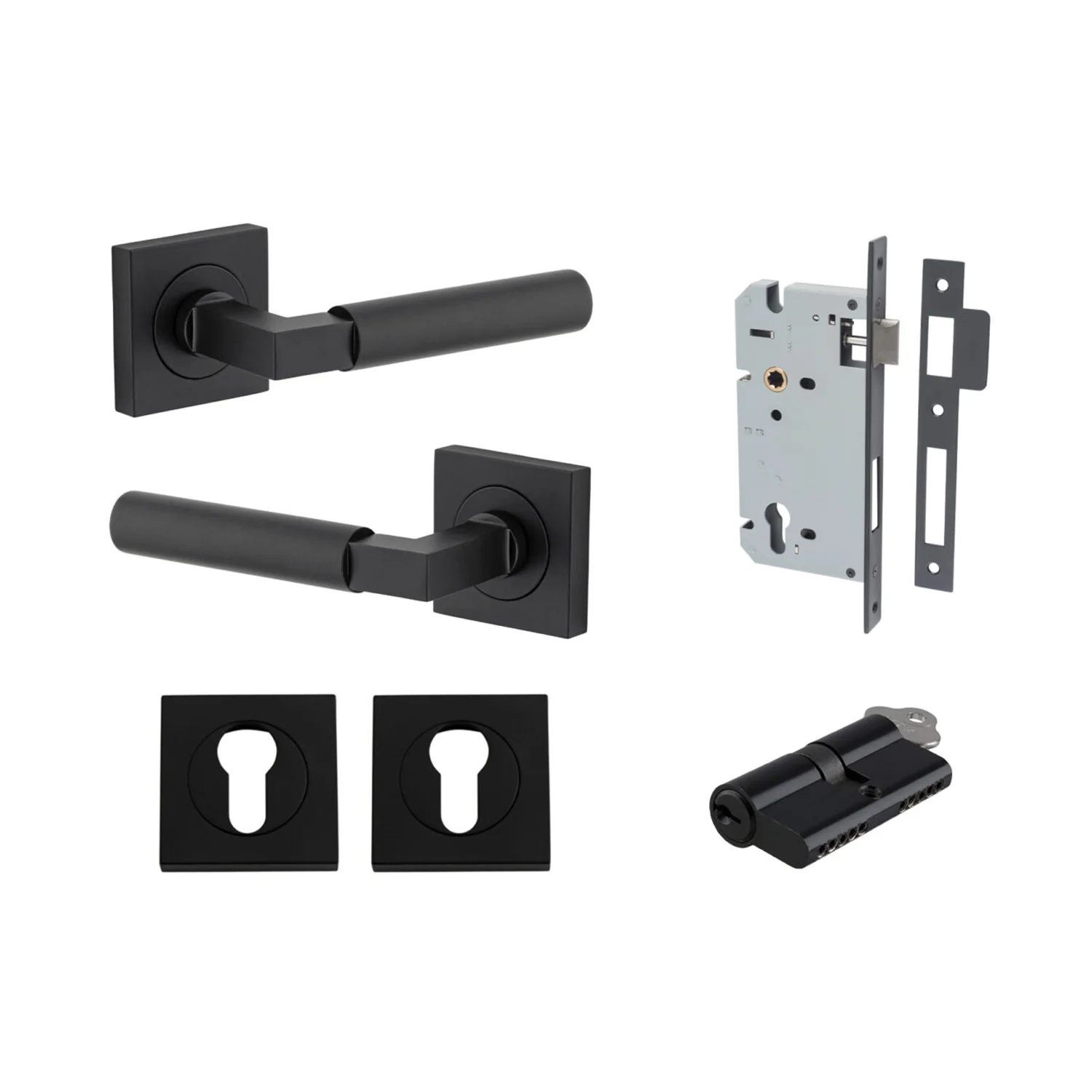 Iver Berlin Door Lever on Square Rose Entrance Kit Key/Key - Available in Various Finishes - Image 9
