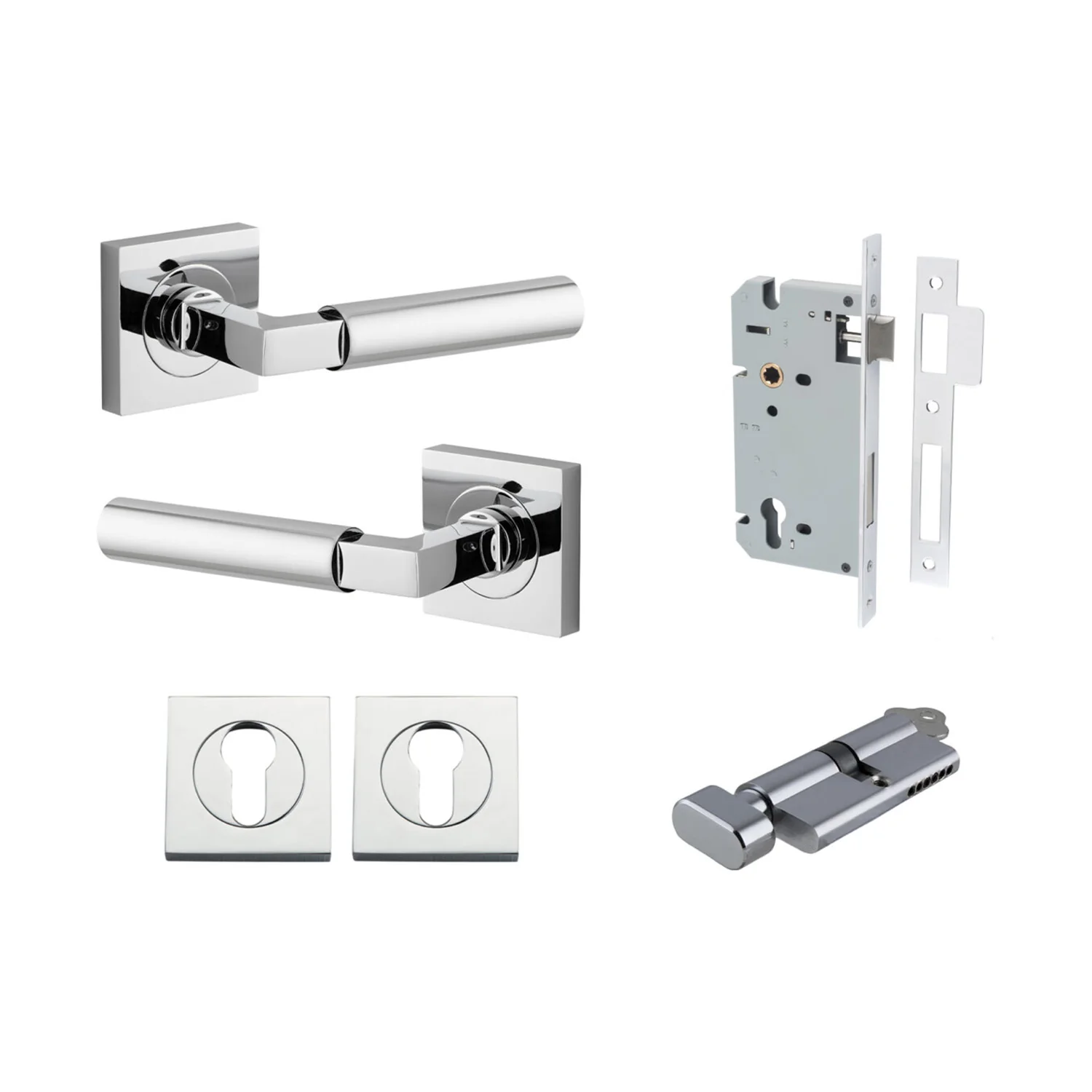 Iver Berlin Door Lever on Square Rose Entrance Kit Key/Thumb - Available in Various Finishes - Image 10