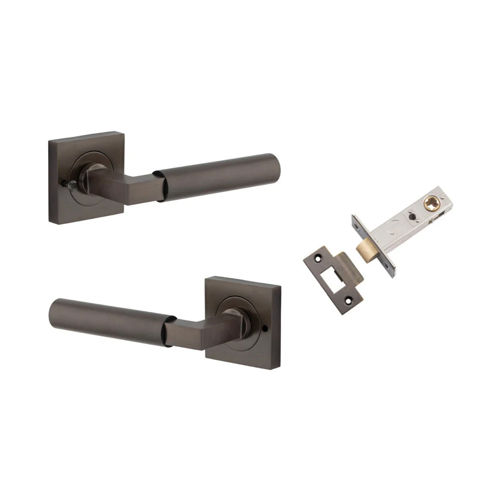 Iver Berlin Door Lever on Square Rose Inbuilt Privacy Kit 60mm Backset - Image 6