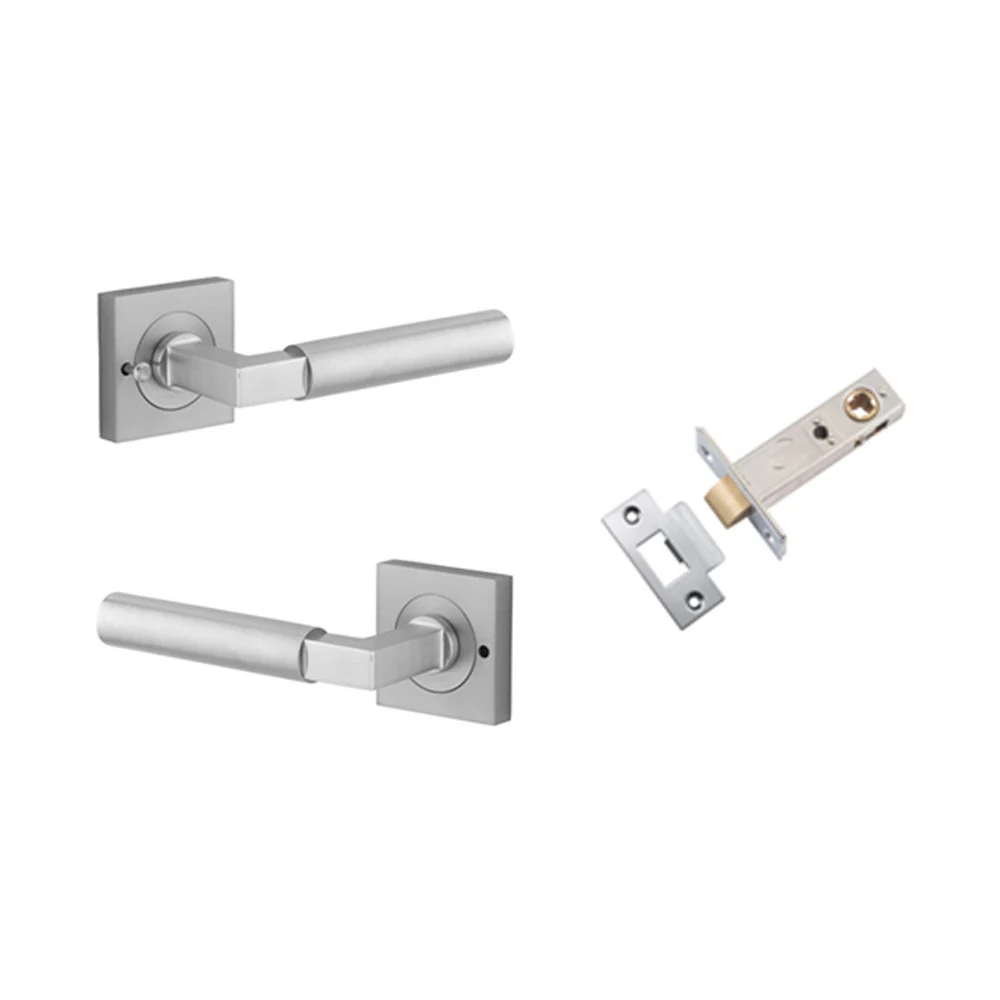 Iver Berlin Door Lever on Square Rose Inbuilt Privacy Kit 60mm Backset - Image 9