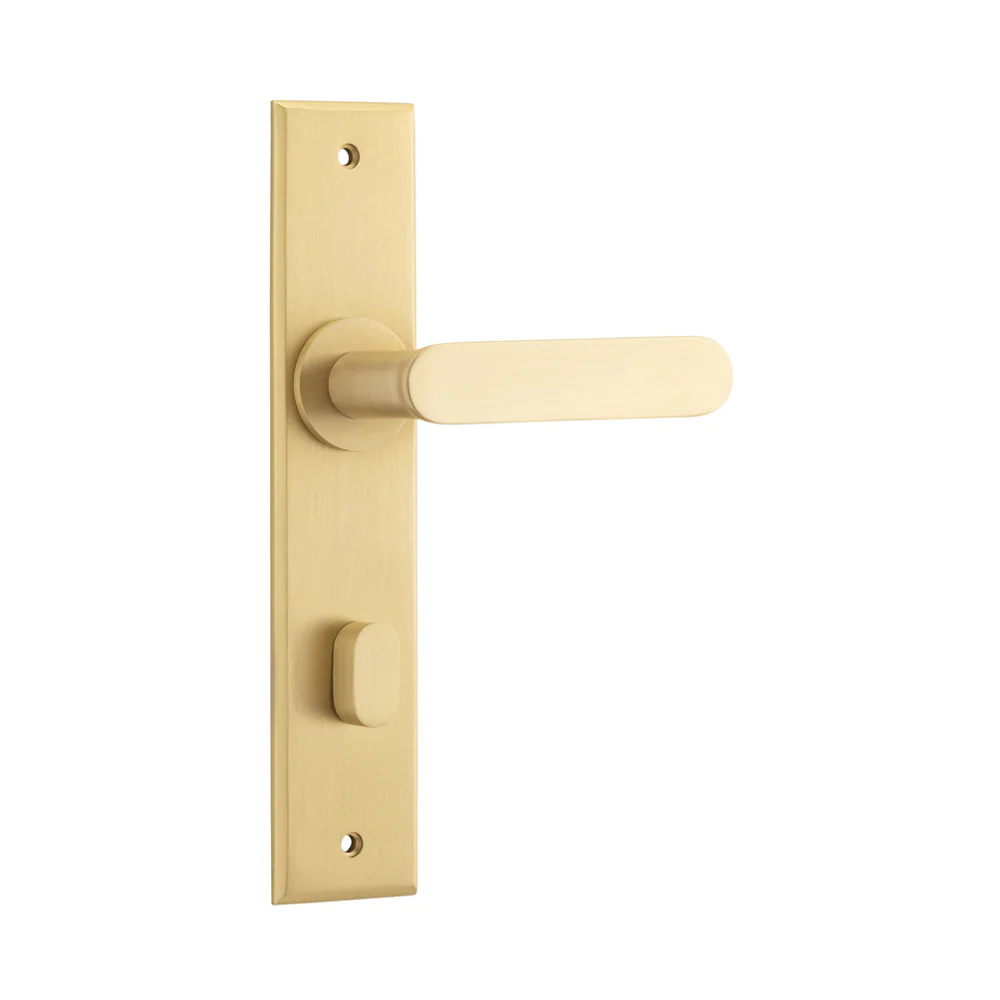 Iver Bronte Door Lever Handle on Chamfered Backplate Brushed Brass - Image 5