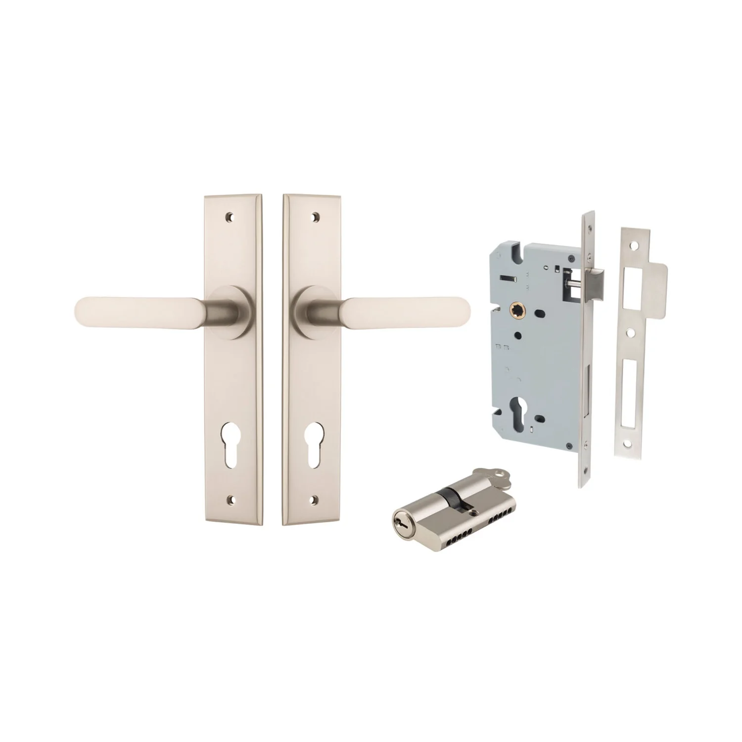 Iver Bronte Door Lever Handle on Chamfered Backplate Entrance Kit Key/Key - Image 10