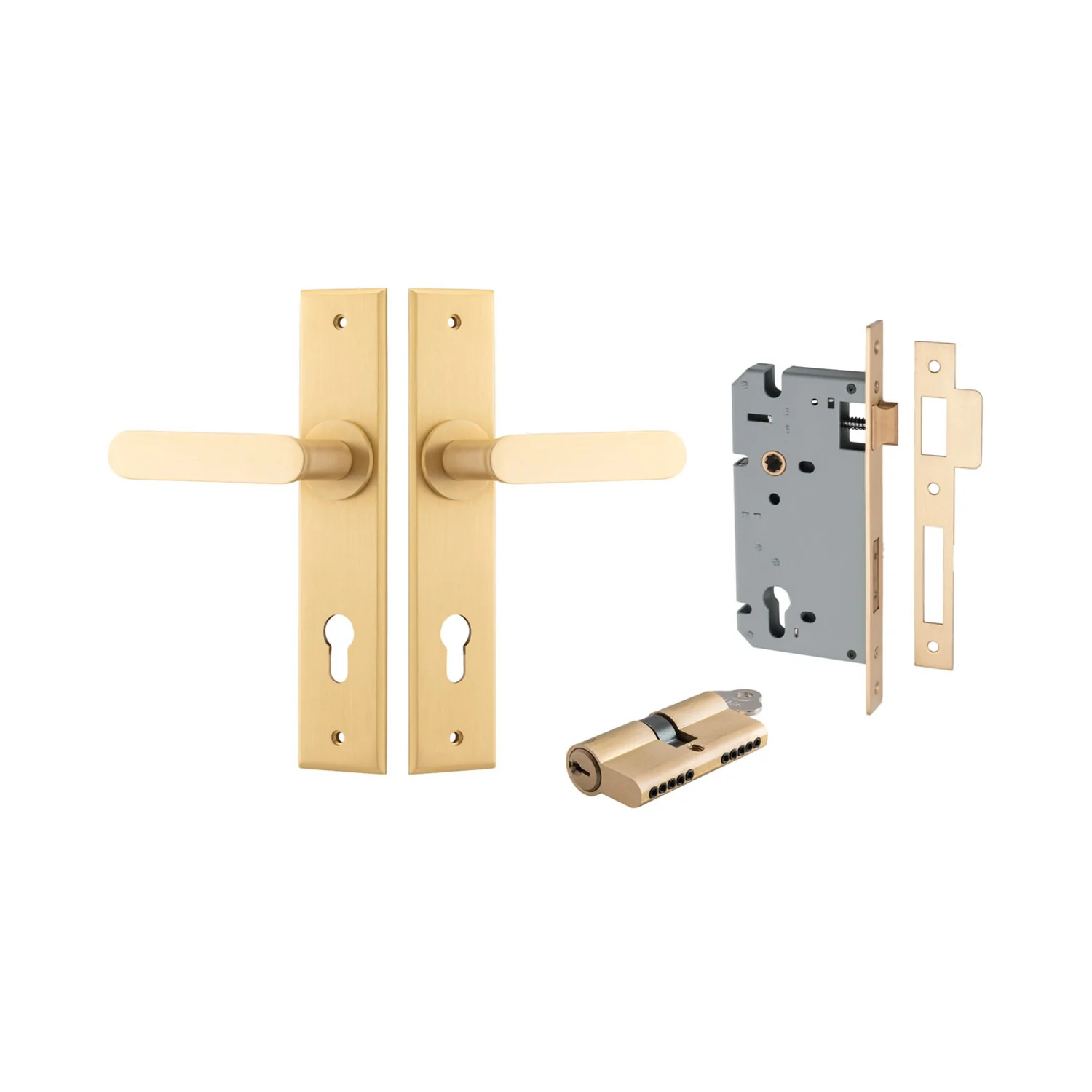 Iver Bronte Door Lever Handle on Chamfered Backplate Entrance Kit Key/Key - Image 11