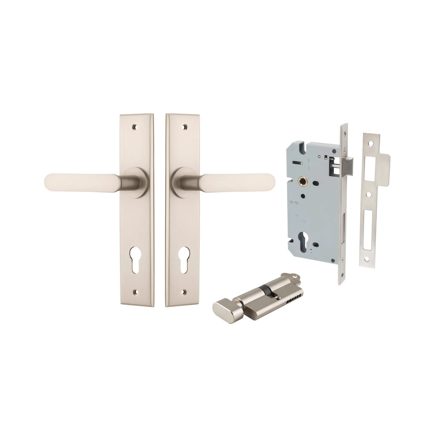Iver Bronte Door Lever Handle on Chamfered Backplate Entrance Kit Key/Thumb - Image 10