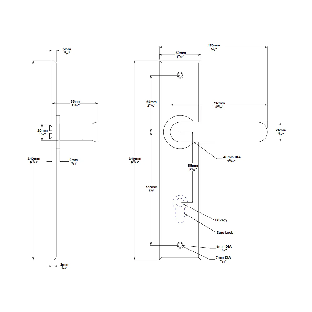 Iver Bronte Door Lever Handle on Chamfered Backplate Matt Black - Image 2