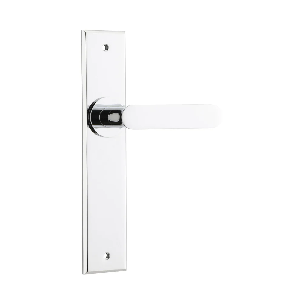 Iver Bronte Door Lever Handle on Chamfered Backplate Polished Chrome - Image 2