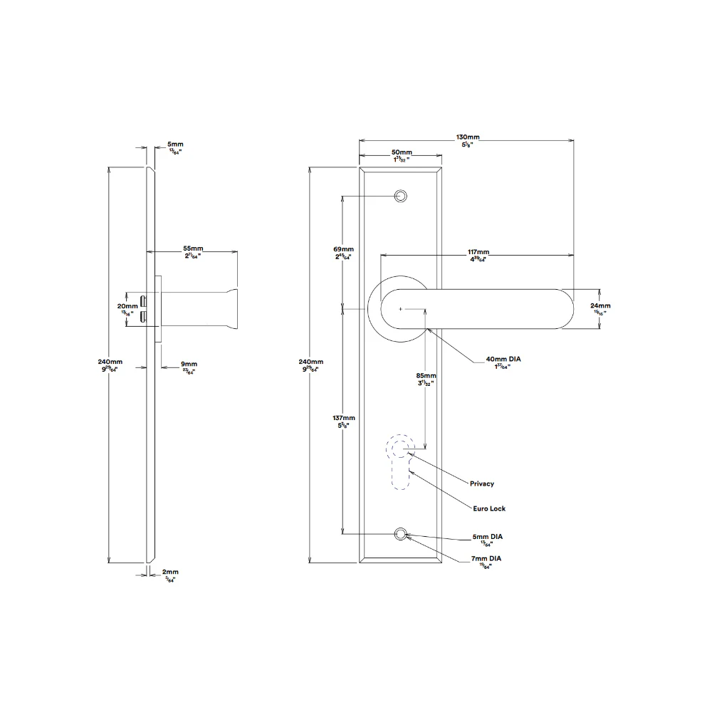 Iver Bronte Door Lever Handle on Chamfered Backplate Satin Nickel - Image 2