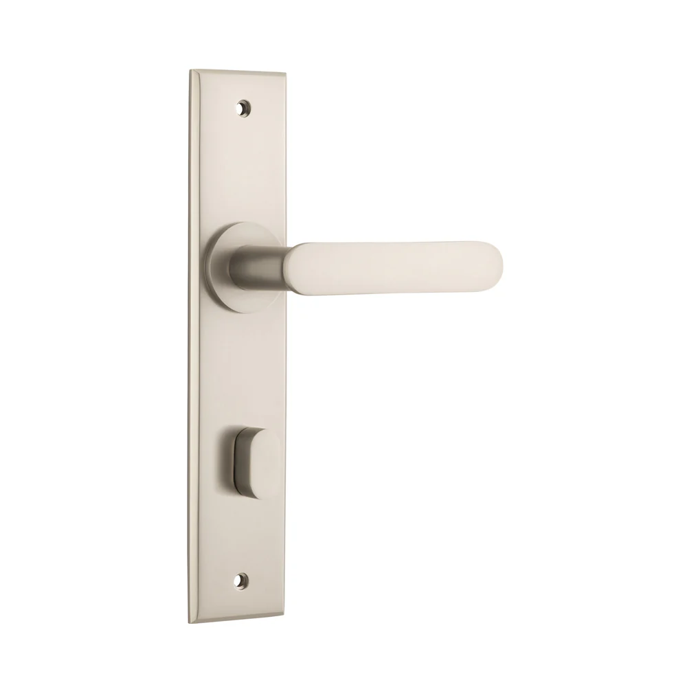 Iver Bronte Door Lever Handle on Chamfered Backplate Satin Nickel - Image 5