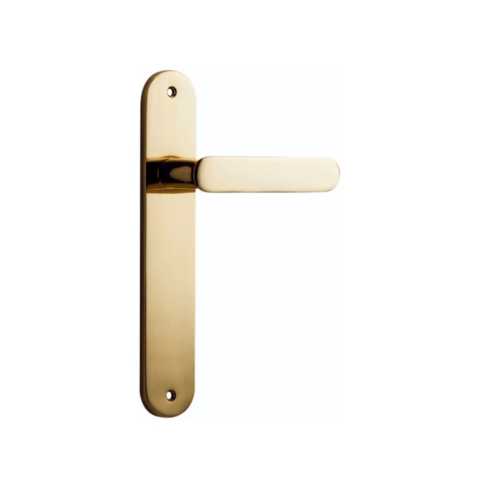 Iver Bronte Door Lever Handle on Oval Backplate Polished Brass - Image 4