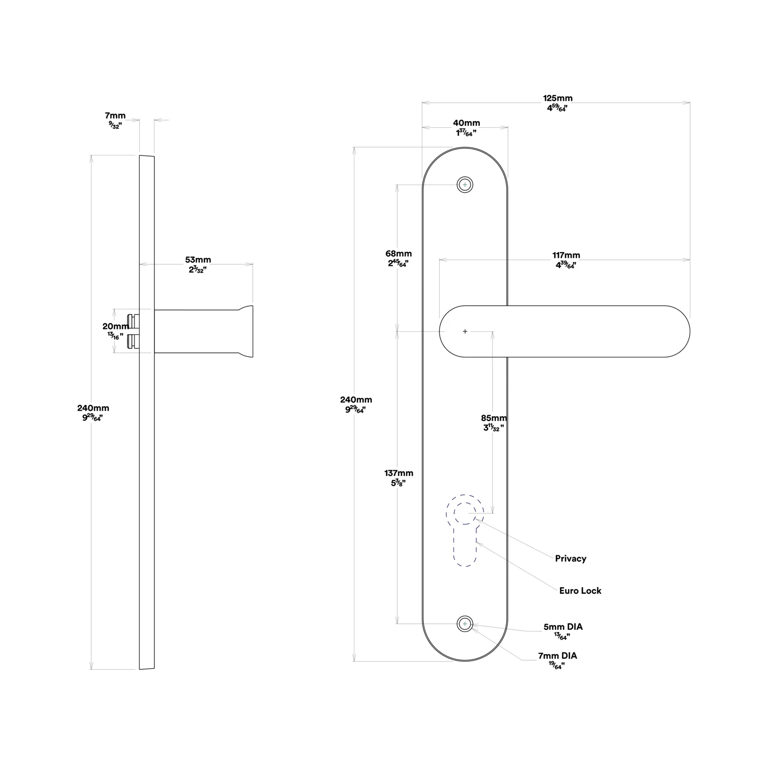 Iver Bronte Door Lever Handle on Oval Backplate Privacy Kit with Turn - Image 2