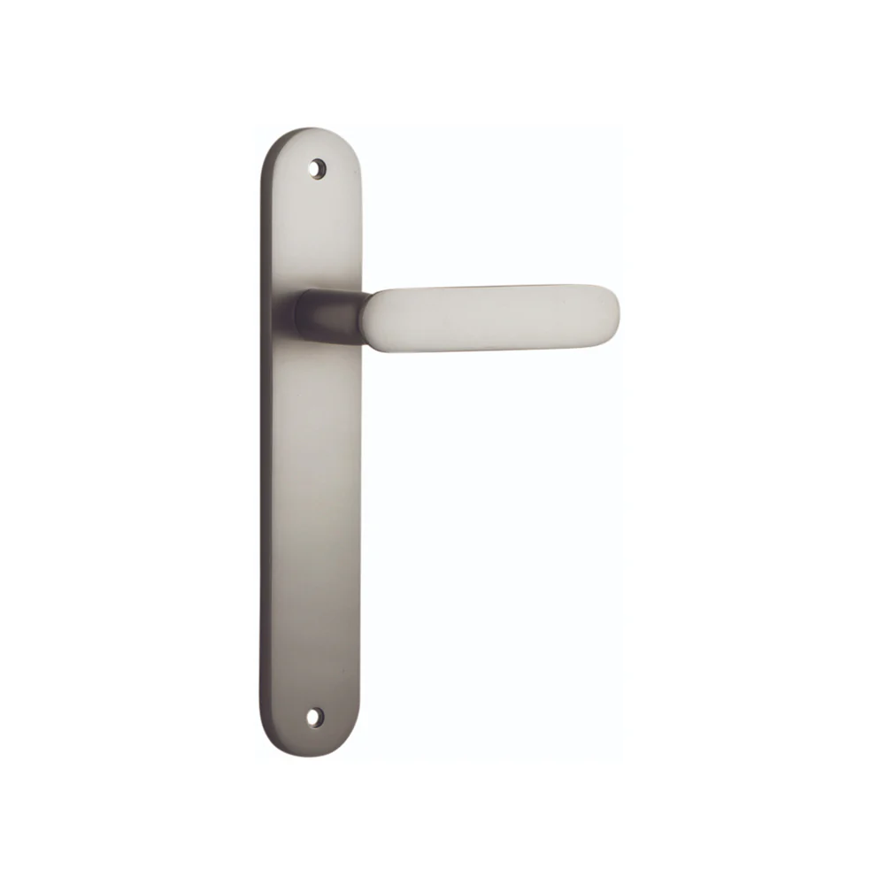 Iver Bronte Door Lever Handle on Oval Backplate Satin Nickel - Image 4