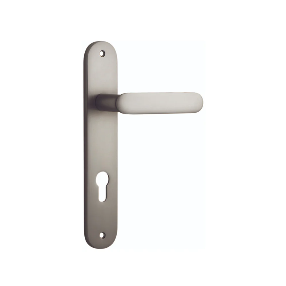 Iver Bronte Door Lever Handle on Oval Backplate Satin Nickel - Image 5