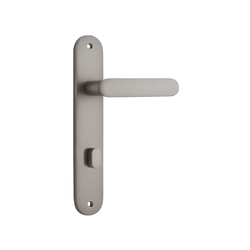 Iver Bronte Door Lever Handle on Oval Backplate Satin Nickel - Image 6