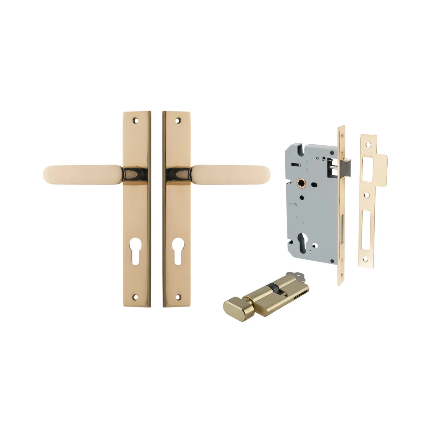 Iver Bronte Door Lever Handle on Rectangular Backplate Entrance Kit Key/Thumb - Image 6