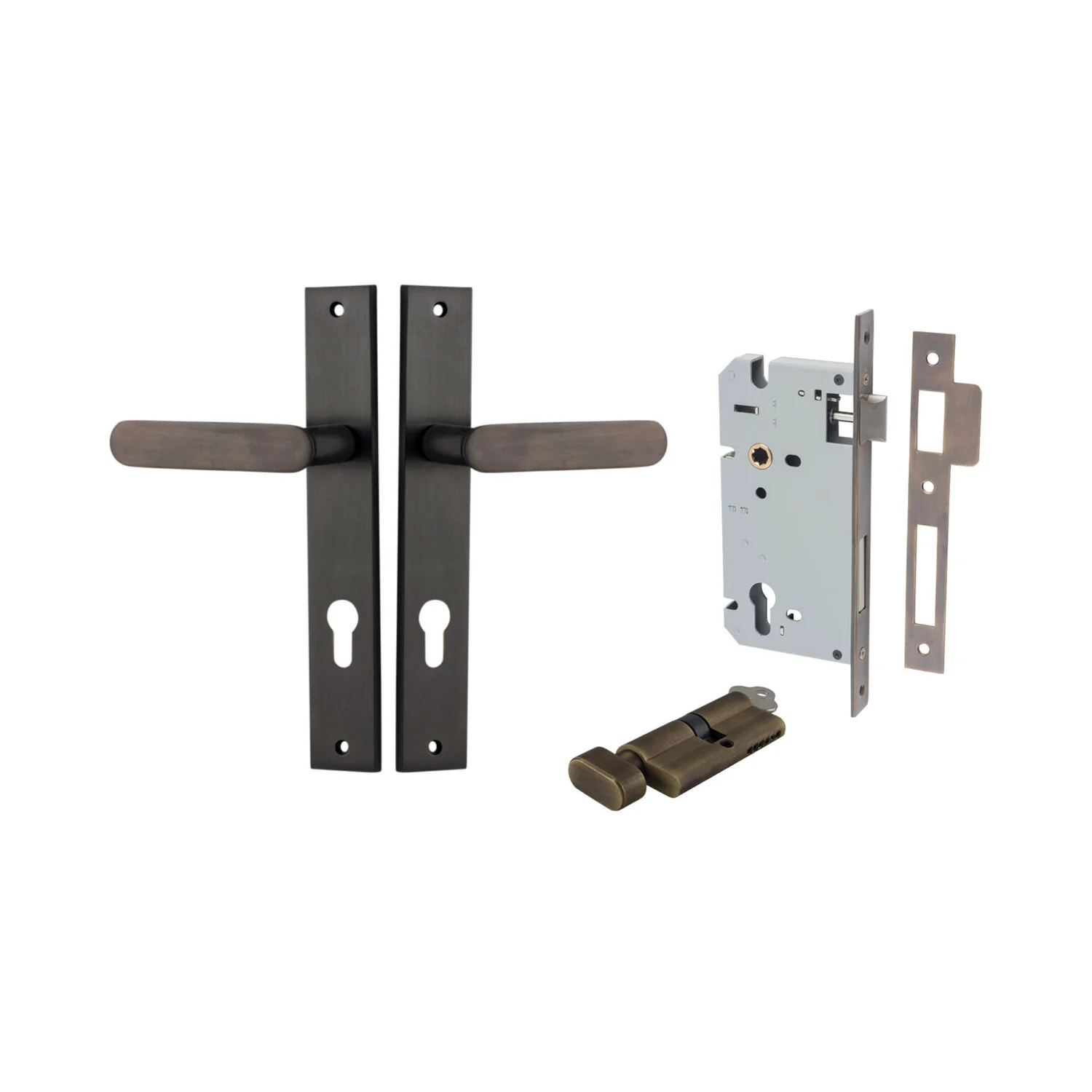 Iver Bronte Door Lever Handle on Rectangular Backplate Entrance Kit Key/Thumb - Image 7