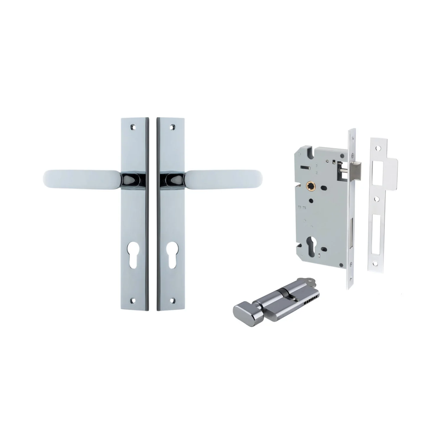 Iver Bronte Door Lever Handle on Rectangular Backplate Entrance Kit Key/Thumb - Image 8