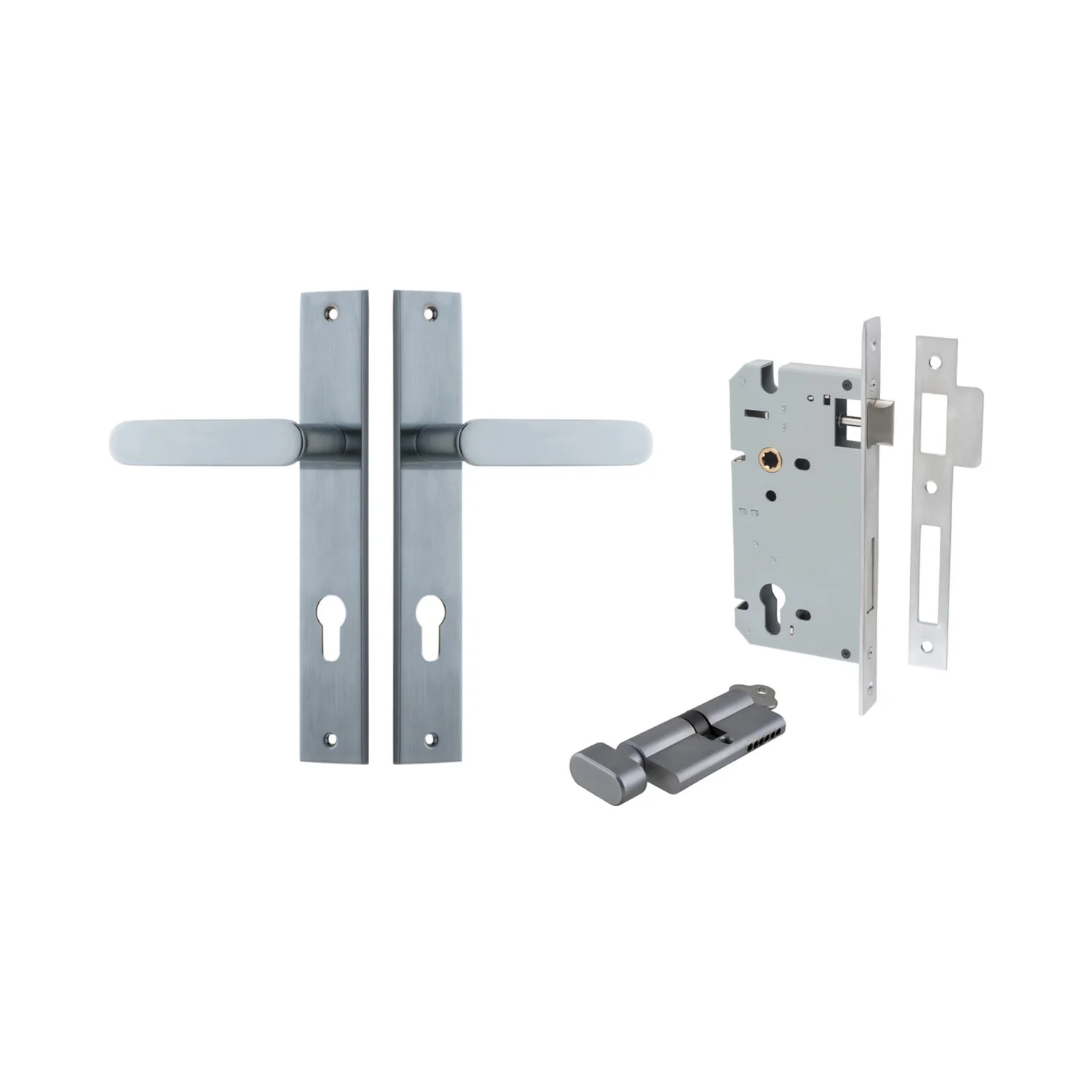 Iver Bronte Door Lever Handle on Rectangular Backplate Entrance Kit Key/Thumb - Image 9
