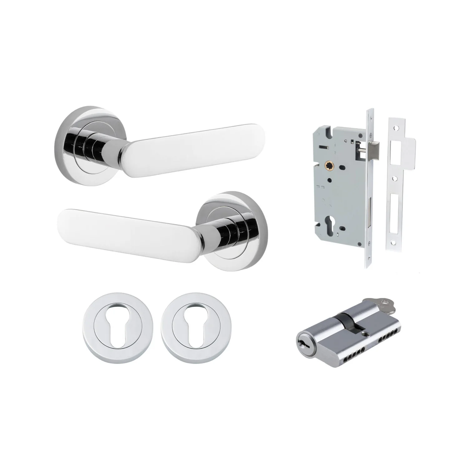 Iver Bronte Door Lever Handle on Round Rose Entrance Kit Key/Key - Available in Various Finishes - Image 10