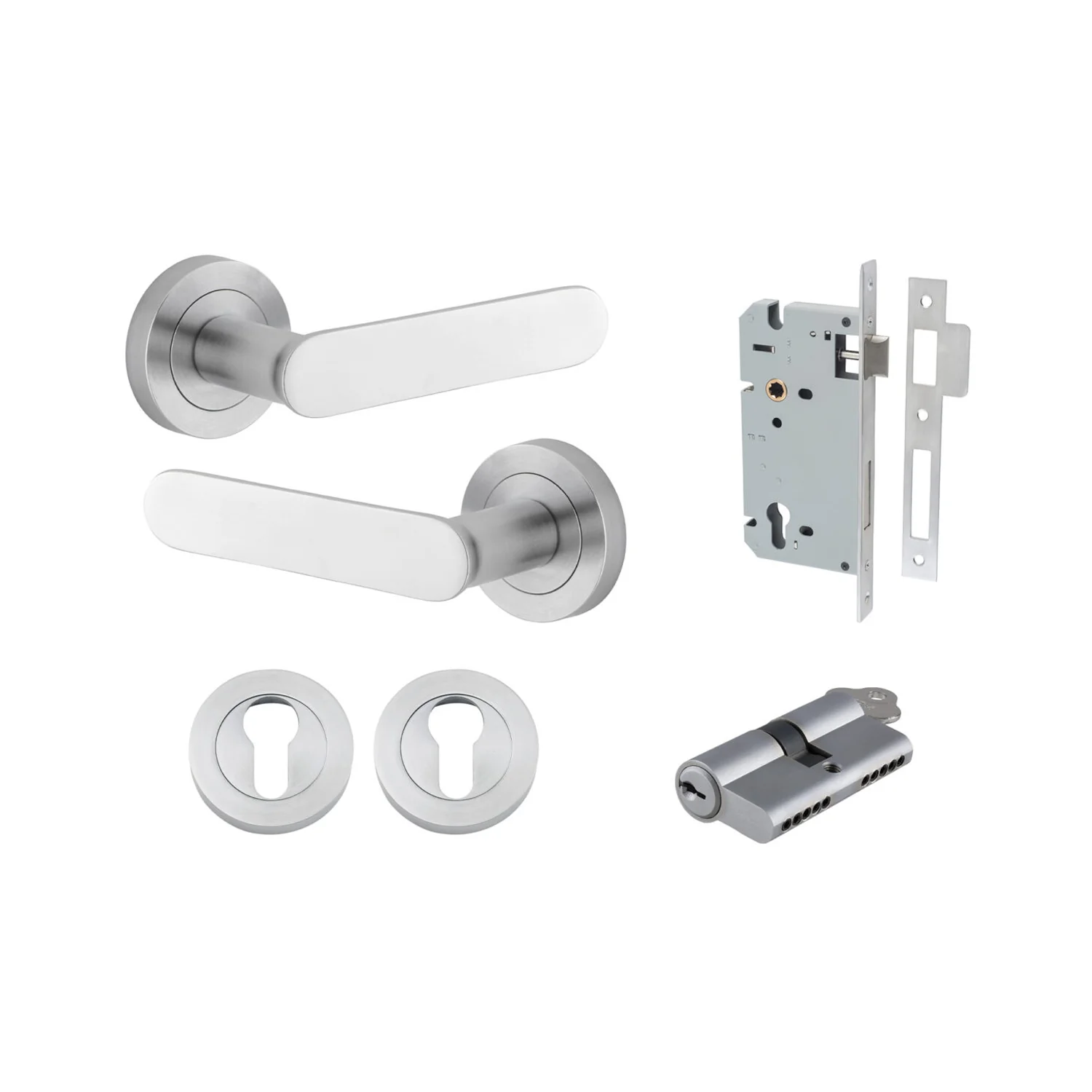 Iver Bronte Door Lever Handle on Round Rose Entrance Kit Key/Key - Available in Various Finishes - Image 11