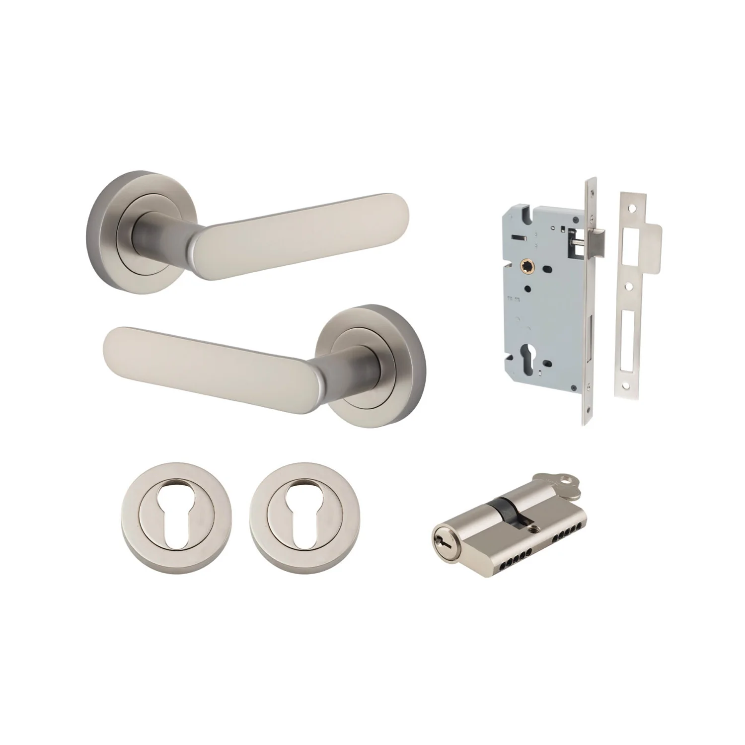 Iver Bronte Door Lever Handle on Round Rose Entrance Kit Key/Key - Available in Various Finishes - Image 12