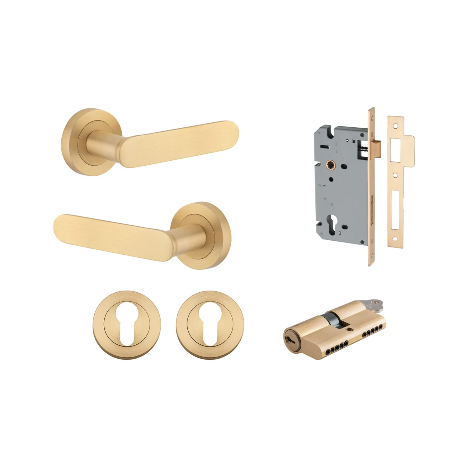 Iver Bronte Door Lever Handle on Round Rose Entrance Kit Key/Key - Available in Various Finishes - Image 13