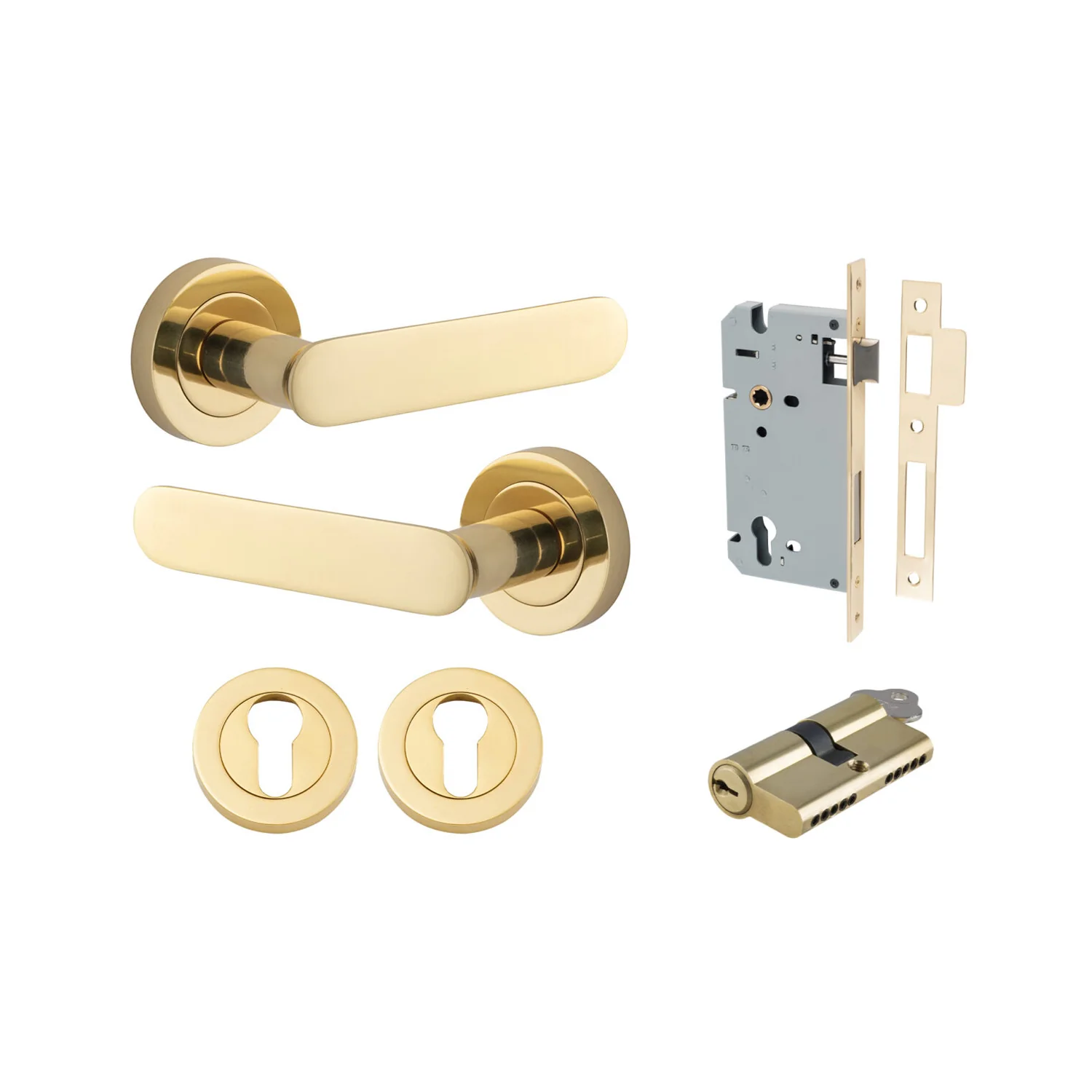Iver Bronte Door Lever Handle on Round Rose Entrance Kit Key/Key - Available in Various Finishes - Image 7