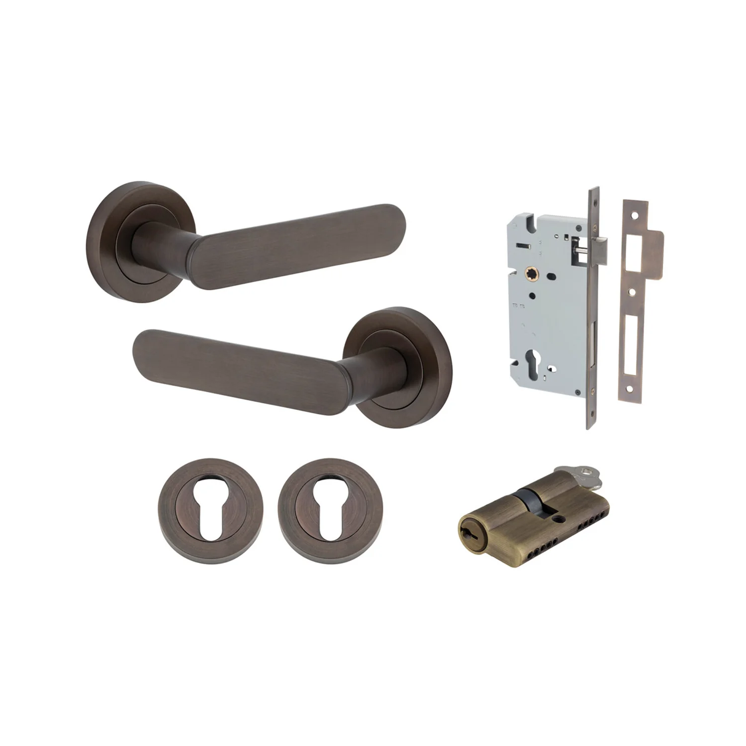 Iver Bronte Door Lever Handle on Round Rose Entrance Kit Key/Key - Available in Various Finishes - Image 8