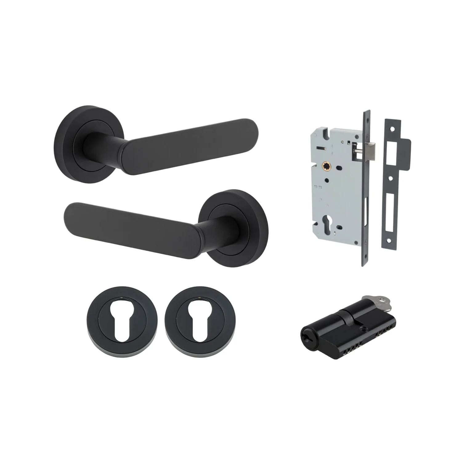 Iver Bronte Door Lever Handle on Round Rose Entrance Kit Key/Key - Available in Various Finishes - Image 9