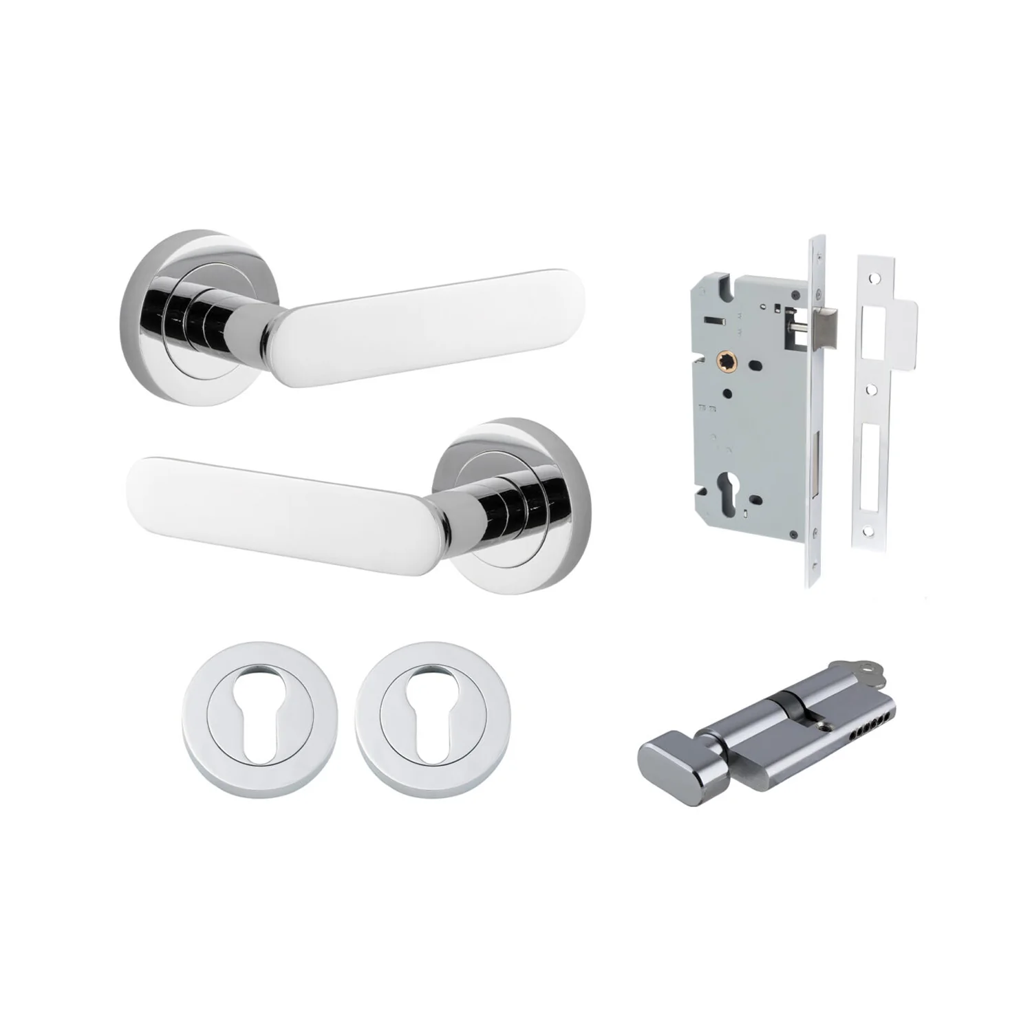 Iver Bronte Door Lever Handle on Round Rose Entrance Kit Key/Thumb - Available in Various Finishes - Image 10