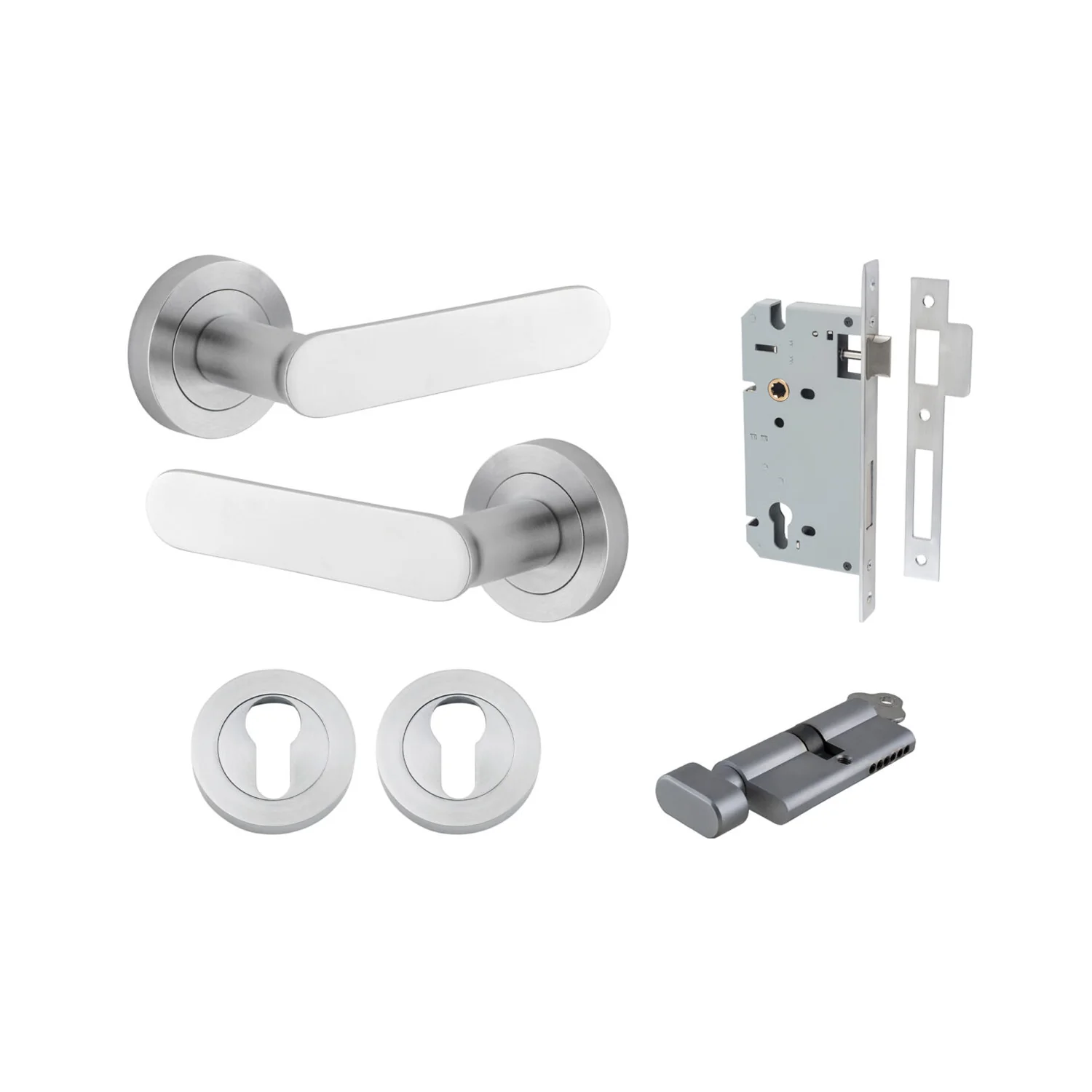 Iver Bronte Door Lever Handle on Round Rose Entrance Kit Key/Thumb - Available in Various Finishes - Image 11