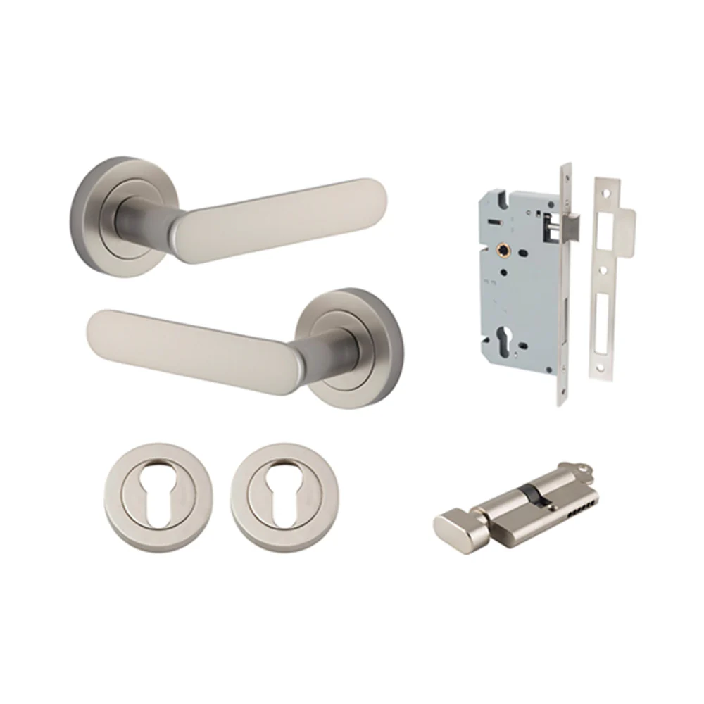 Iver Bronte Door Lever Handle on Round Rose Entrance Kit Key/Thumb - Available in Various Finishes - Image 12