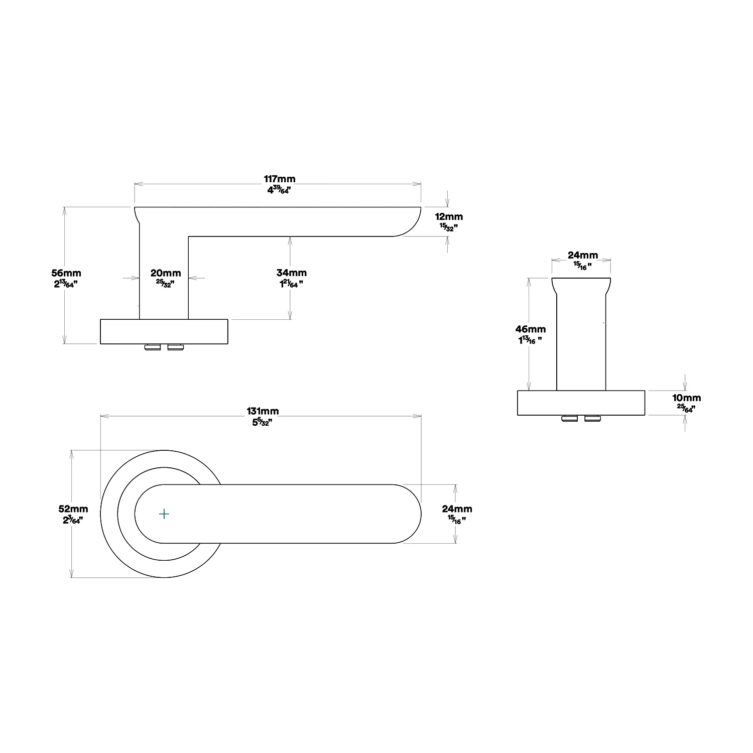 Iver Bronte Door Lever Handle on Round Rose Entrance Kit Key/Thumb - Available in Various Finishes - Image 3