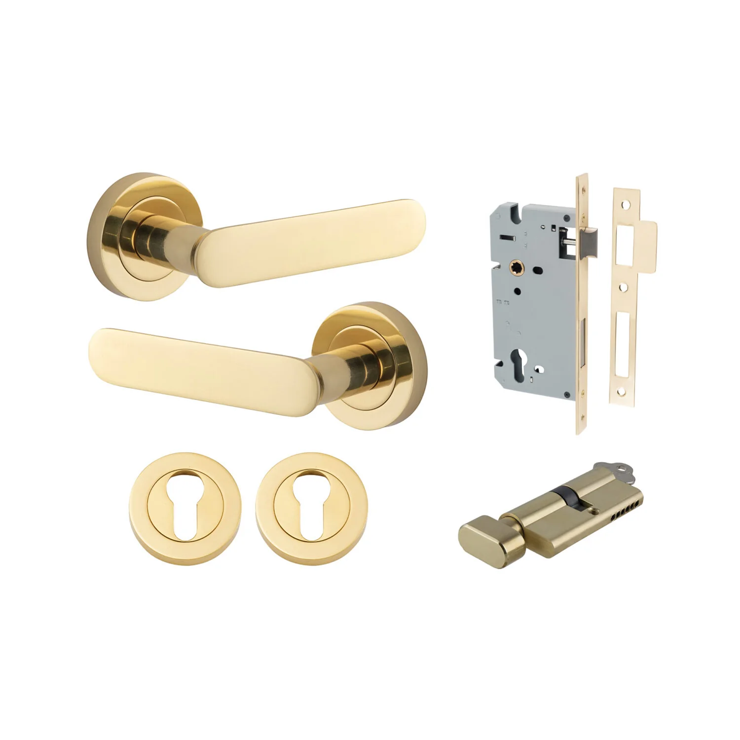 Iver Bronte Door Lever Handle on Round Rose Entrance Kit Key/Thumb - Available in Various Finishes - Image 7