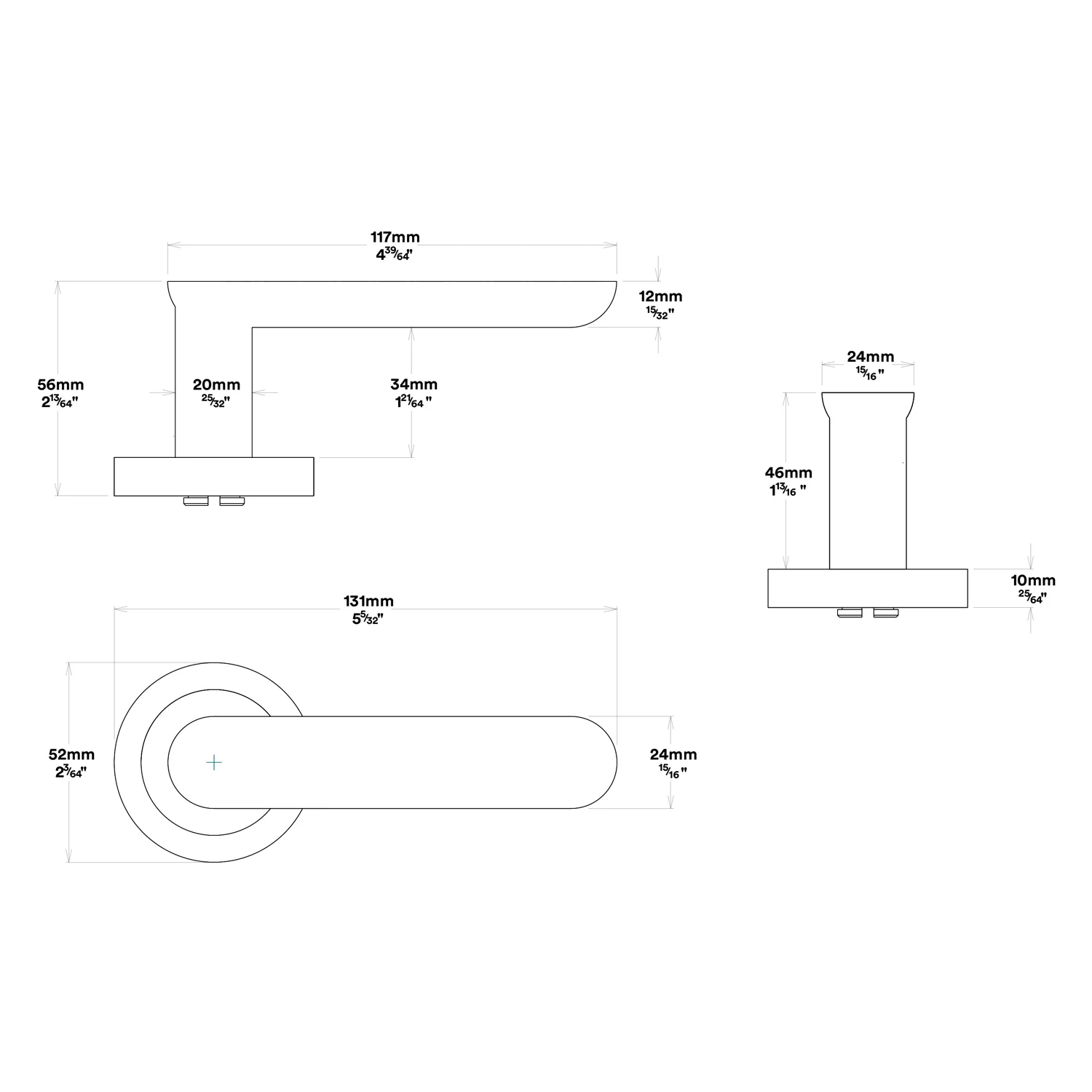 Iver Bronte Door Lever Handle on Round Rose Privacy Kit with Turn - Available in Various Finishes - Image 2