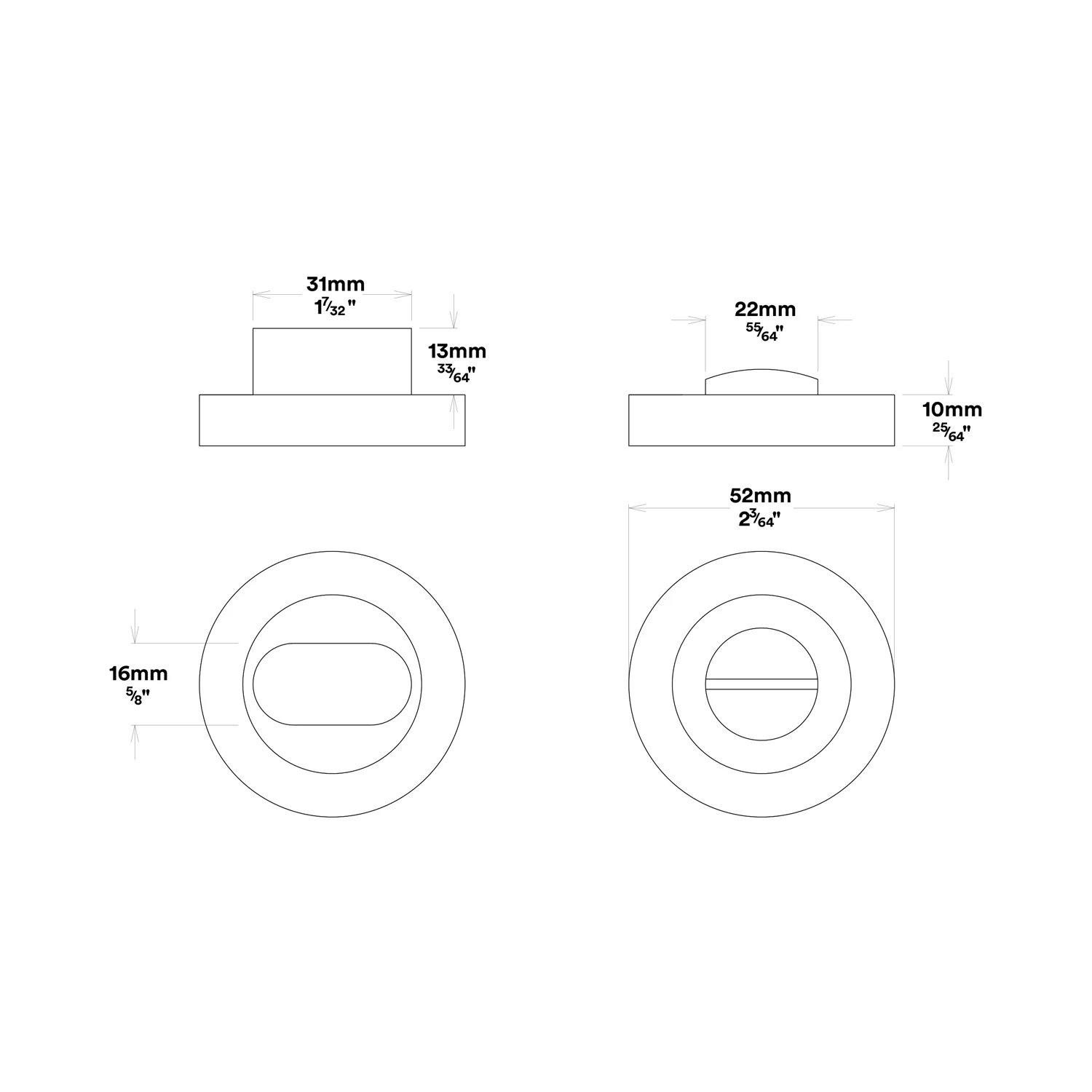 Iver Bronte Door Lever Handle on Round Rose Privacy Kit with Turn - Available in Various Finishes - Image 3